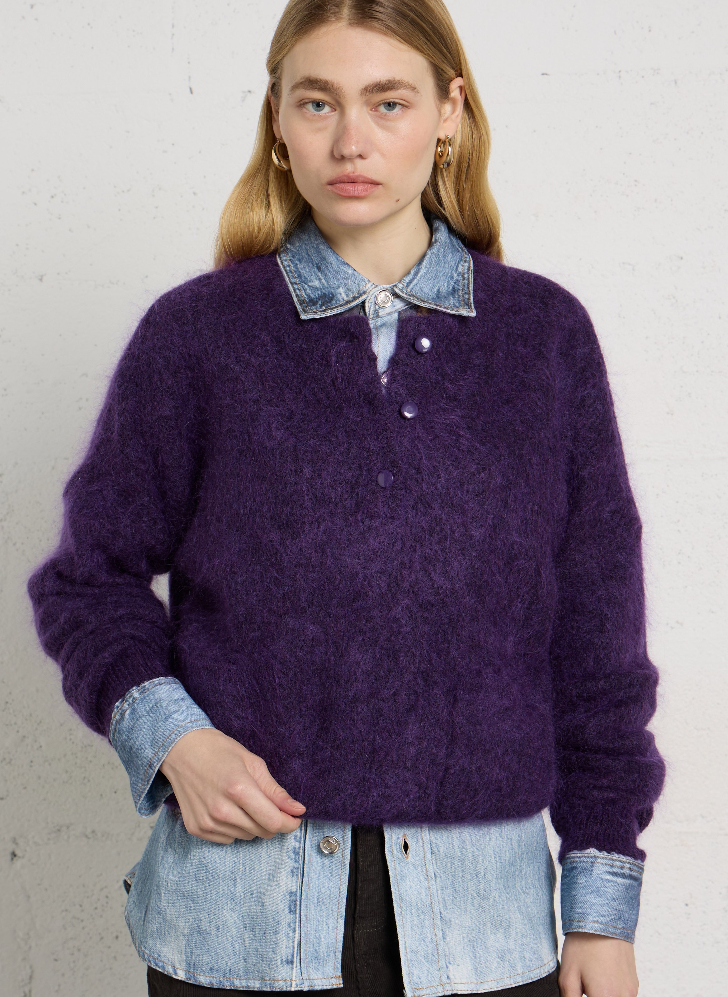 Oversized wool-blend sweater MAISON 123 Purple