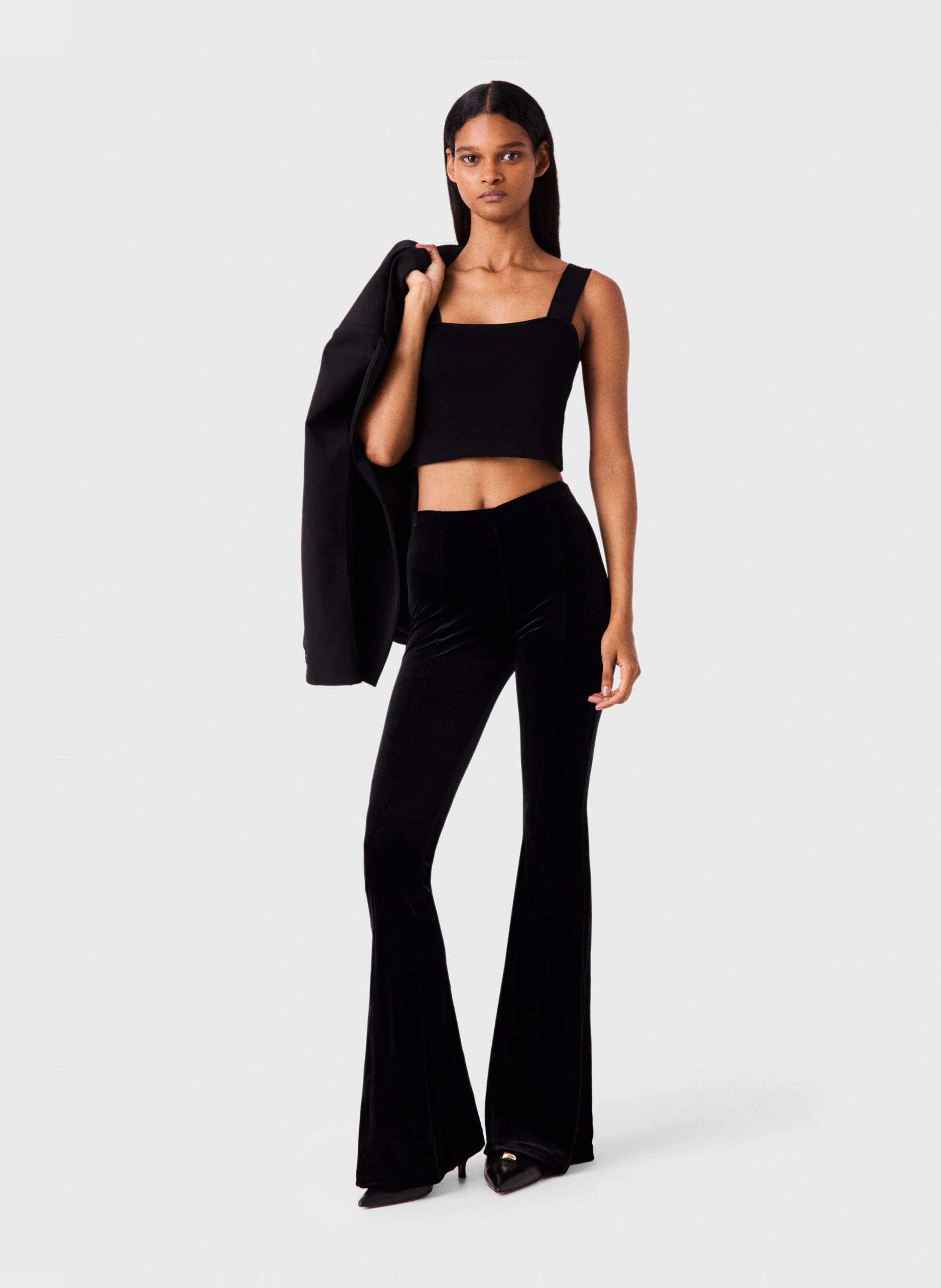 Pantalon flare en velours MAJE Noir