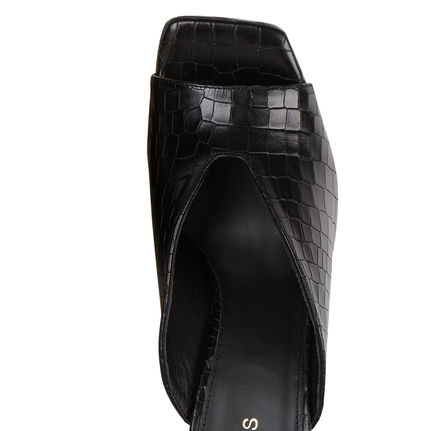 Mules à talon en cuir aspect croco ALOHAS Noir