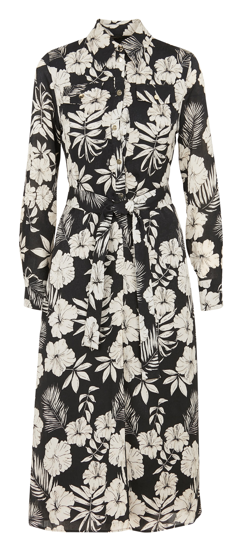 Printed midi dress with classic collar PINKO Black
