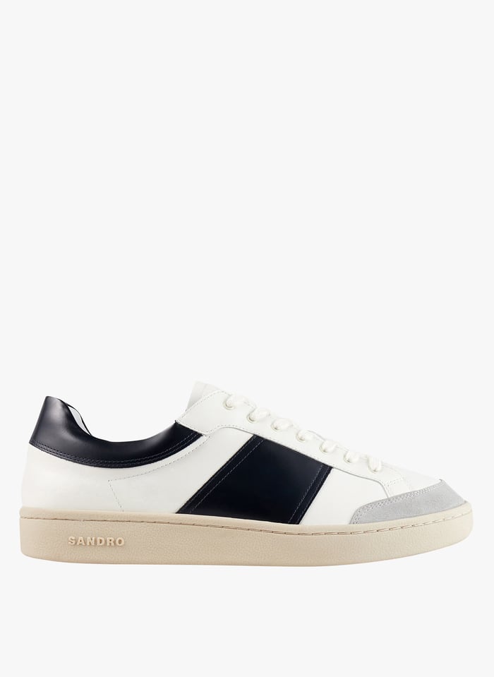 Baskets Basses En Cuir Retro Sneaker Marine Sandro Homme Place