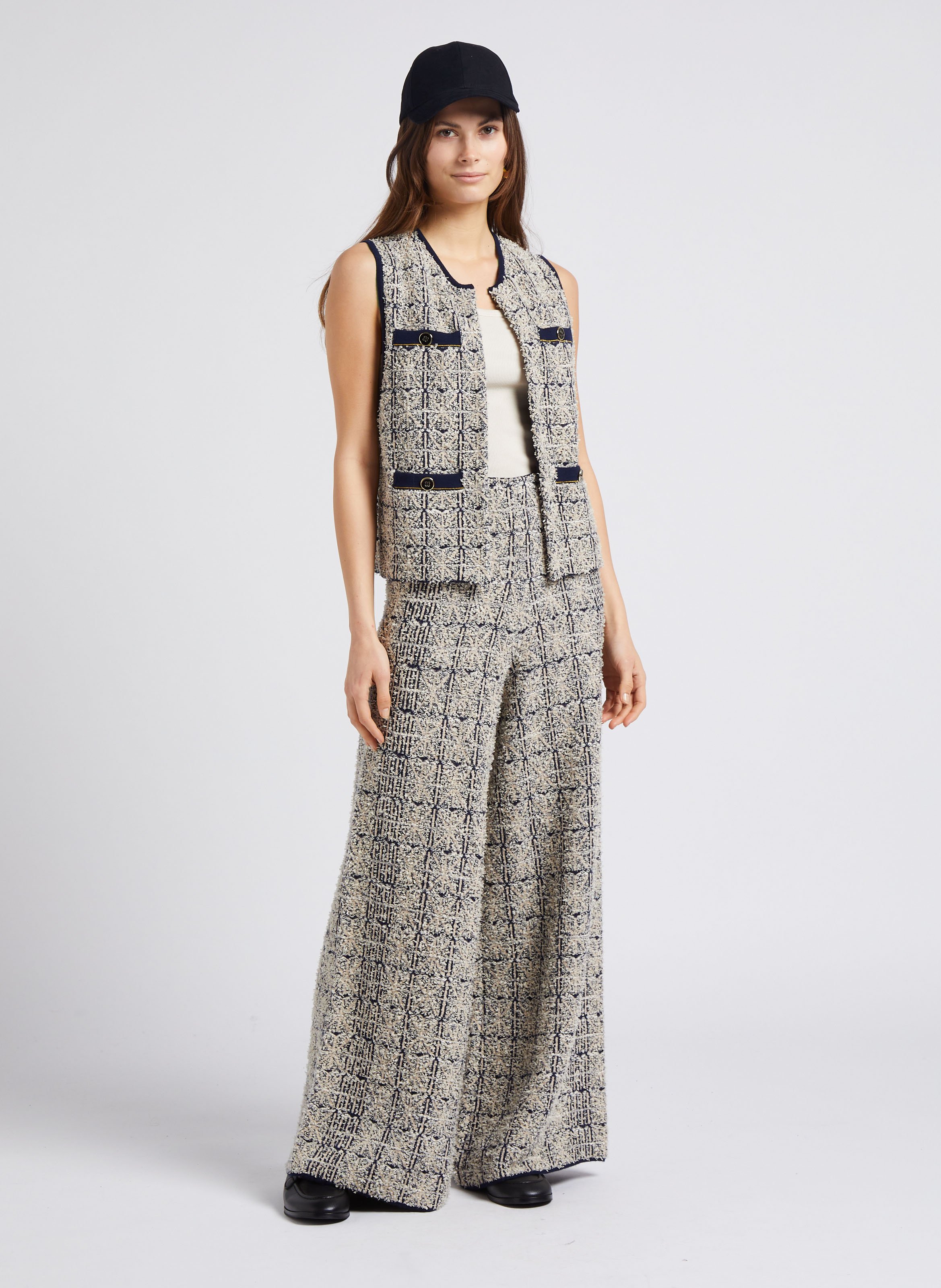 Gilet droit en laine mélangée MES DEMOISELLES Noir