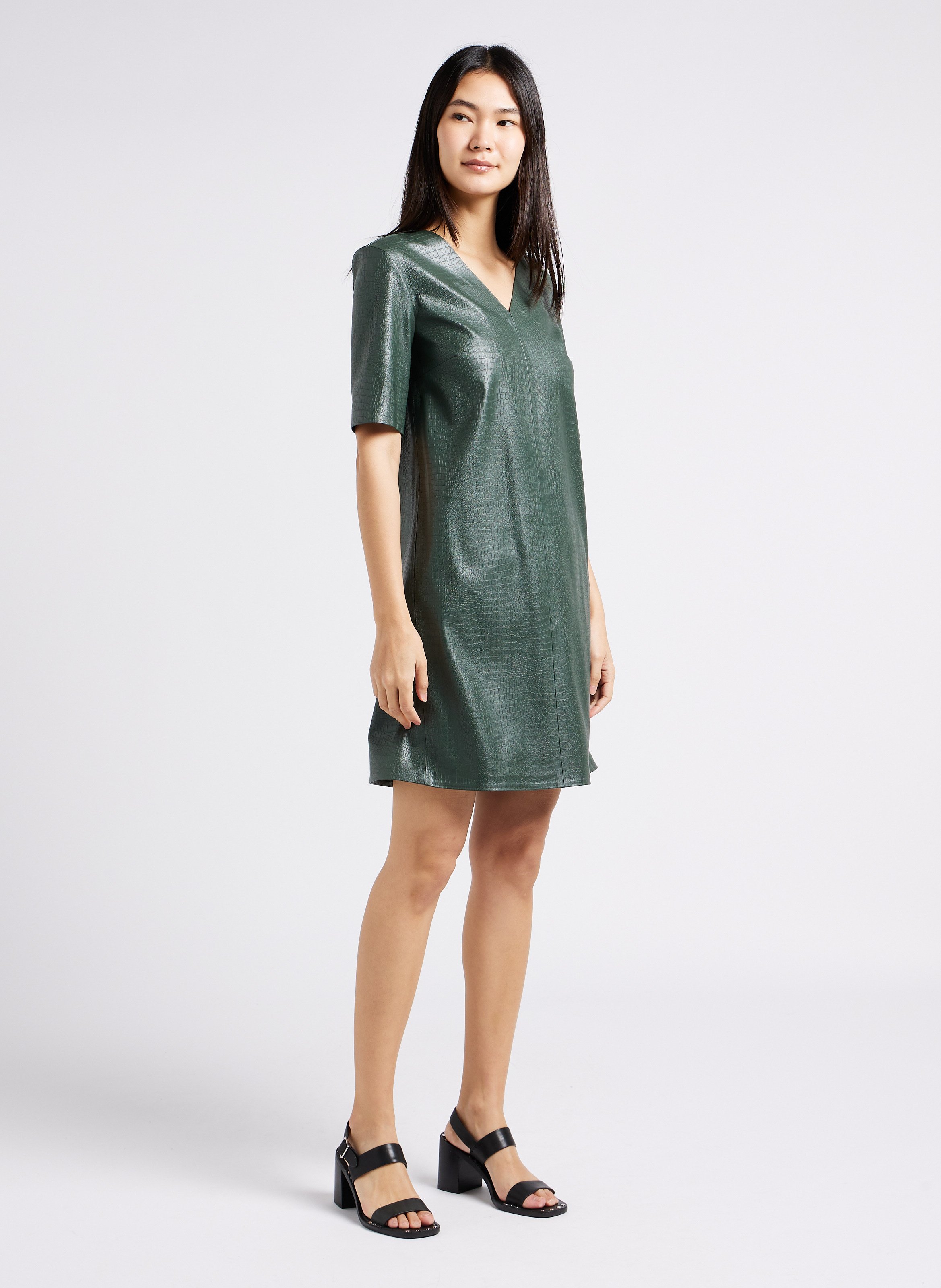 Crocodile-effect short straight dress MAX MARA LEISURE Green
