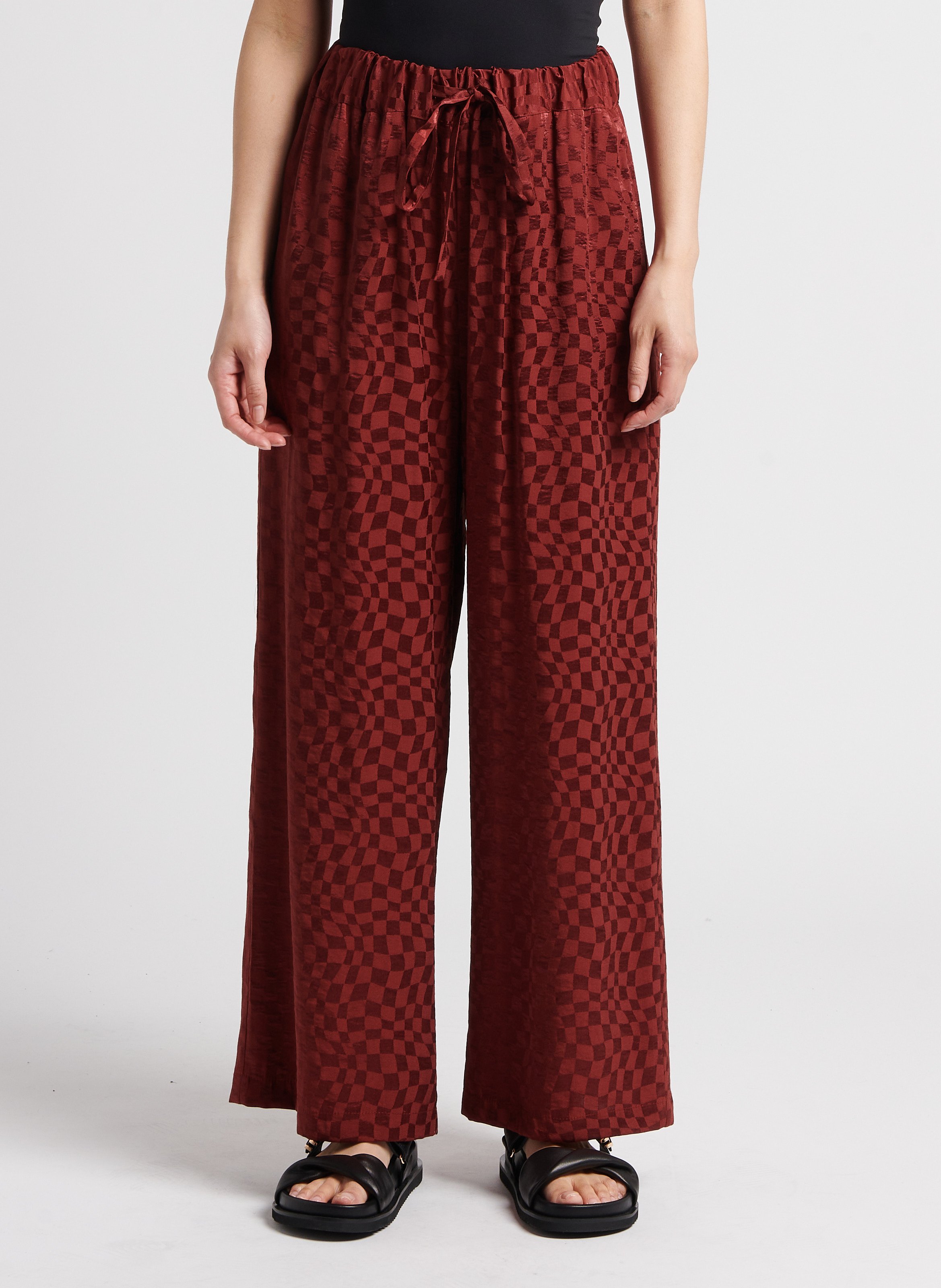 Pantalon large à taille haute RITA ROW Rouge