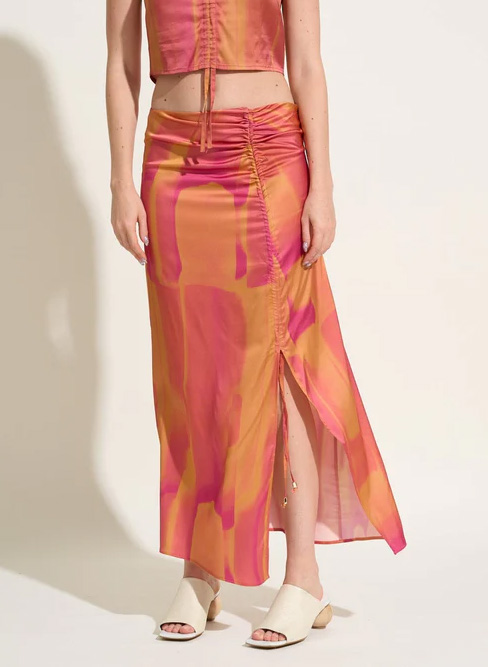 Jupe midi imprimée satinée FETE IMPERIALE Multicolore