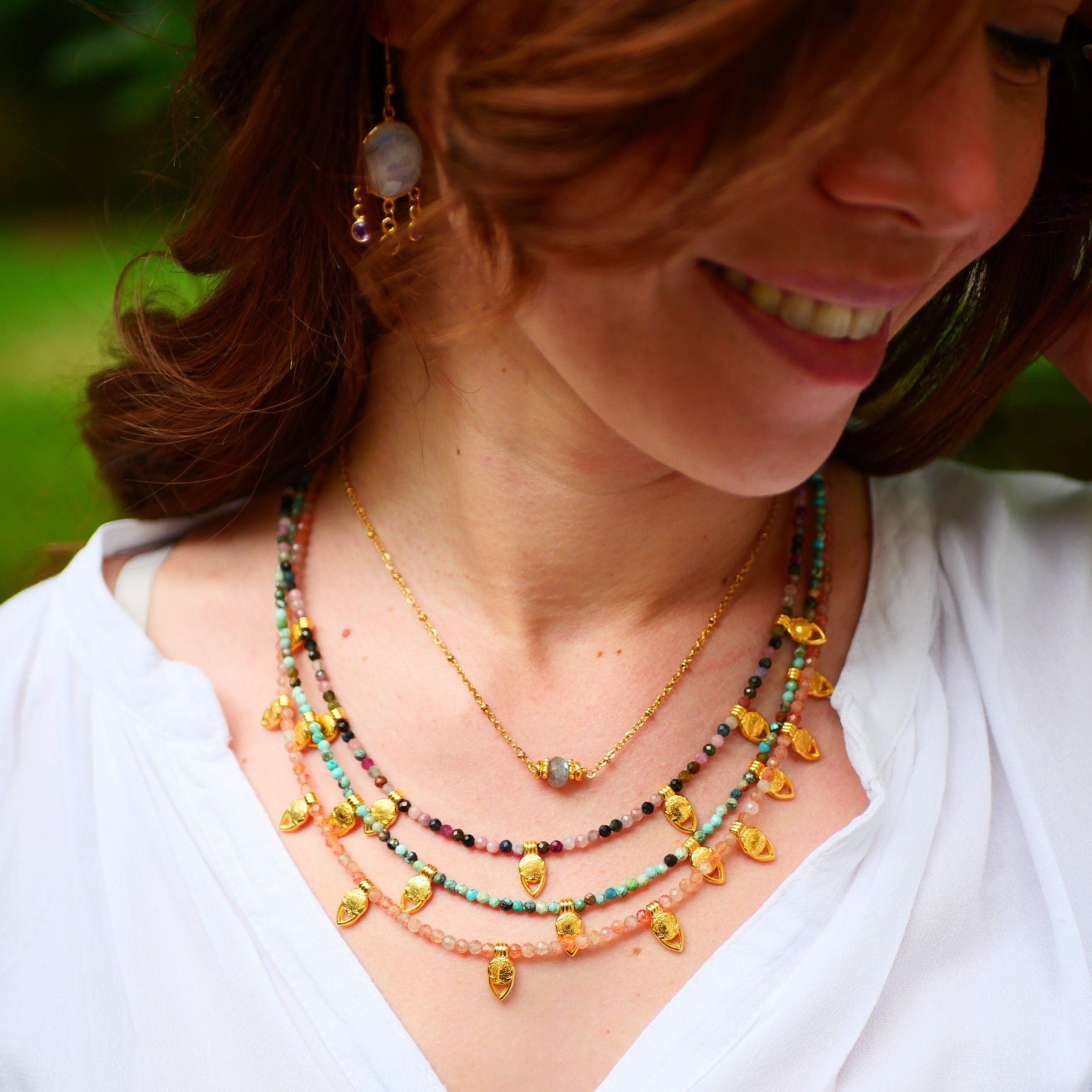 Sunstone necklace GINANDGER Orange