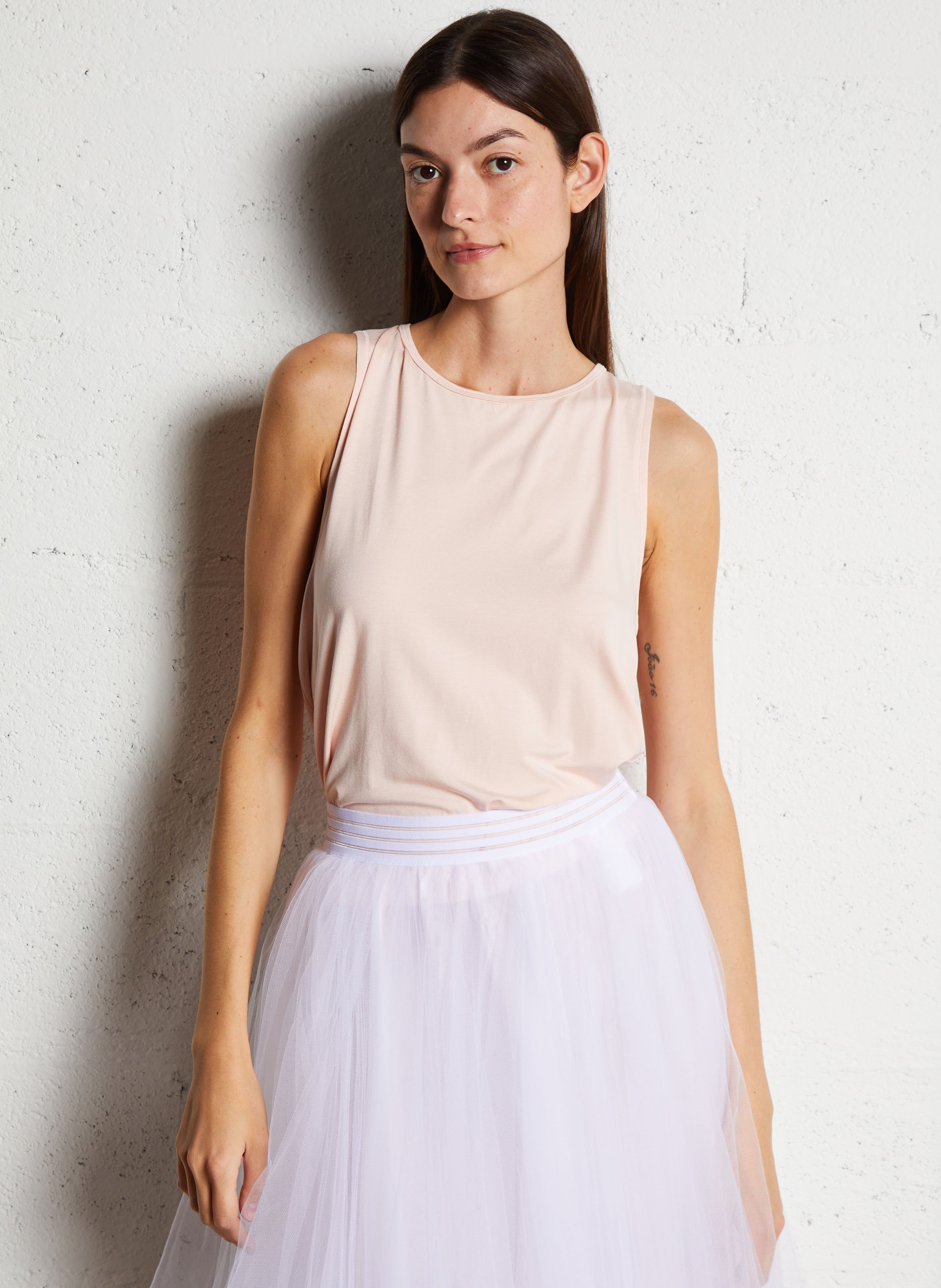 Strakke, rechte singlet met ronde hals REPETTO Roze