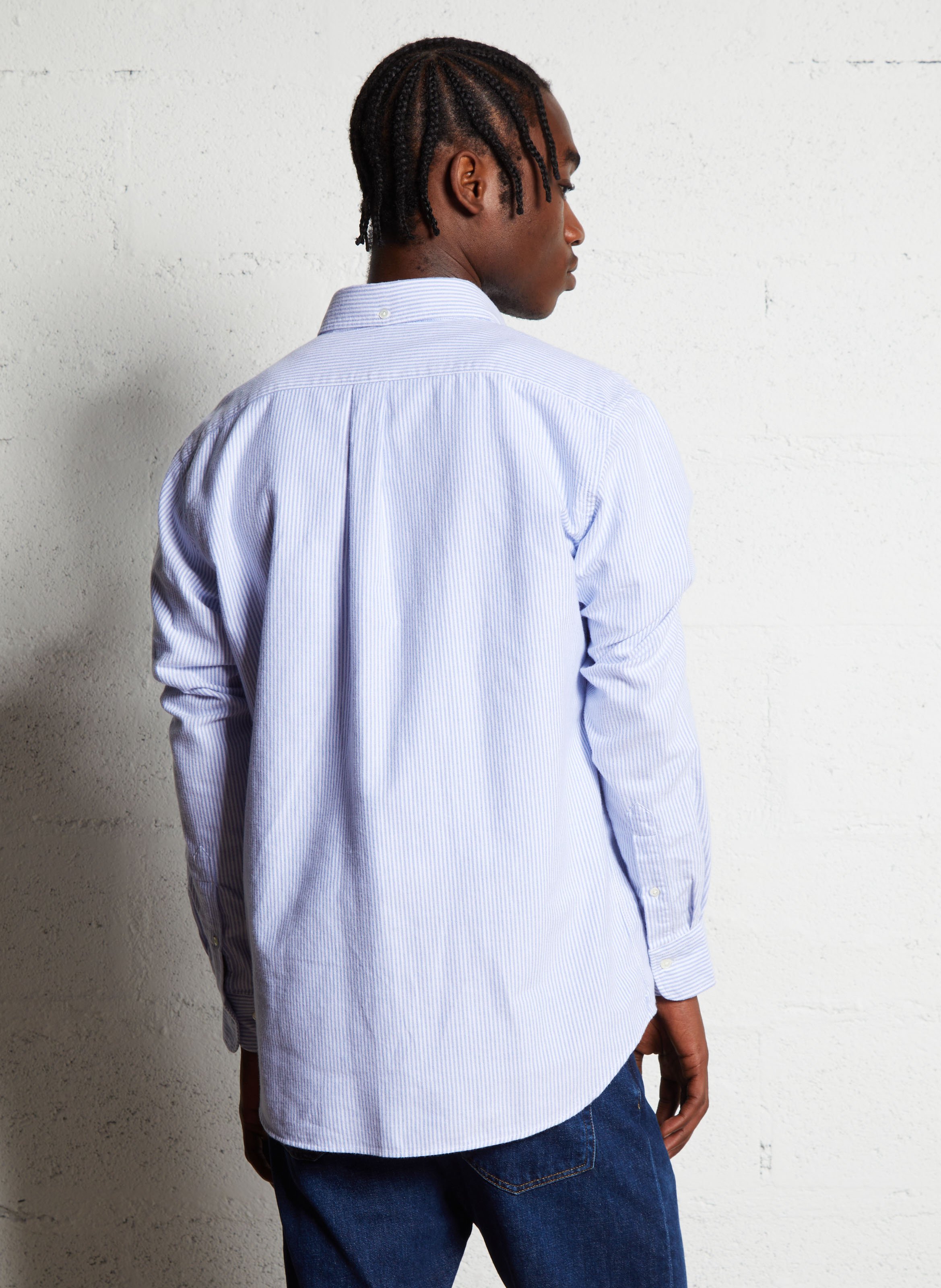 Chemise col classique manches contrastantes en coton HARTFORD Blue