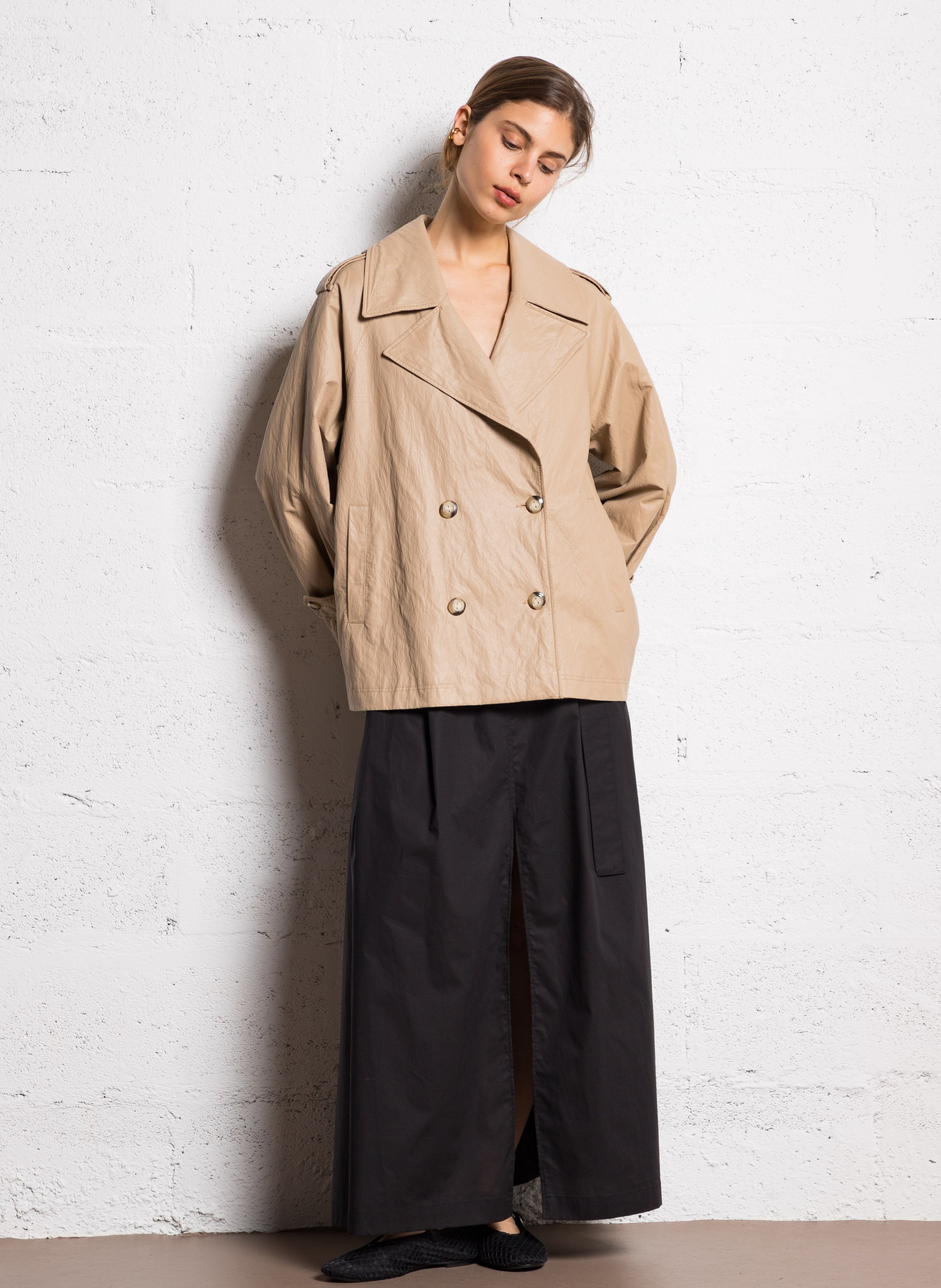 Short faux leather coat ATTIC AND BARN Beige