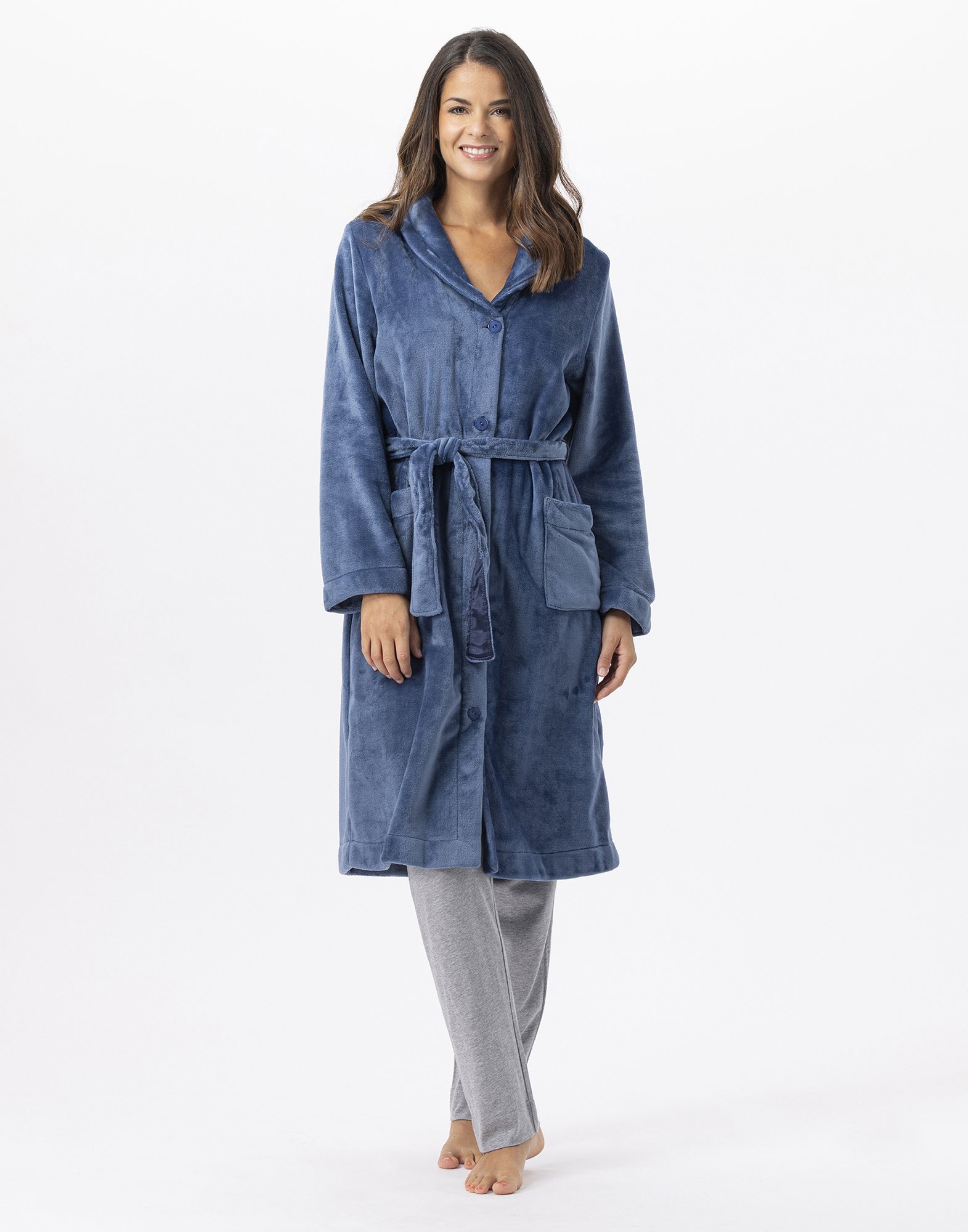 Plush flannel robe LE CHAT Blue