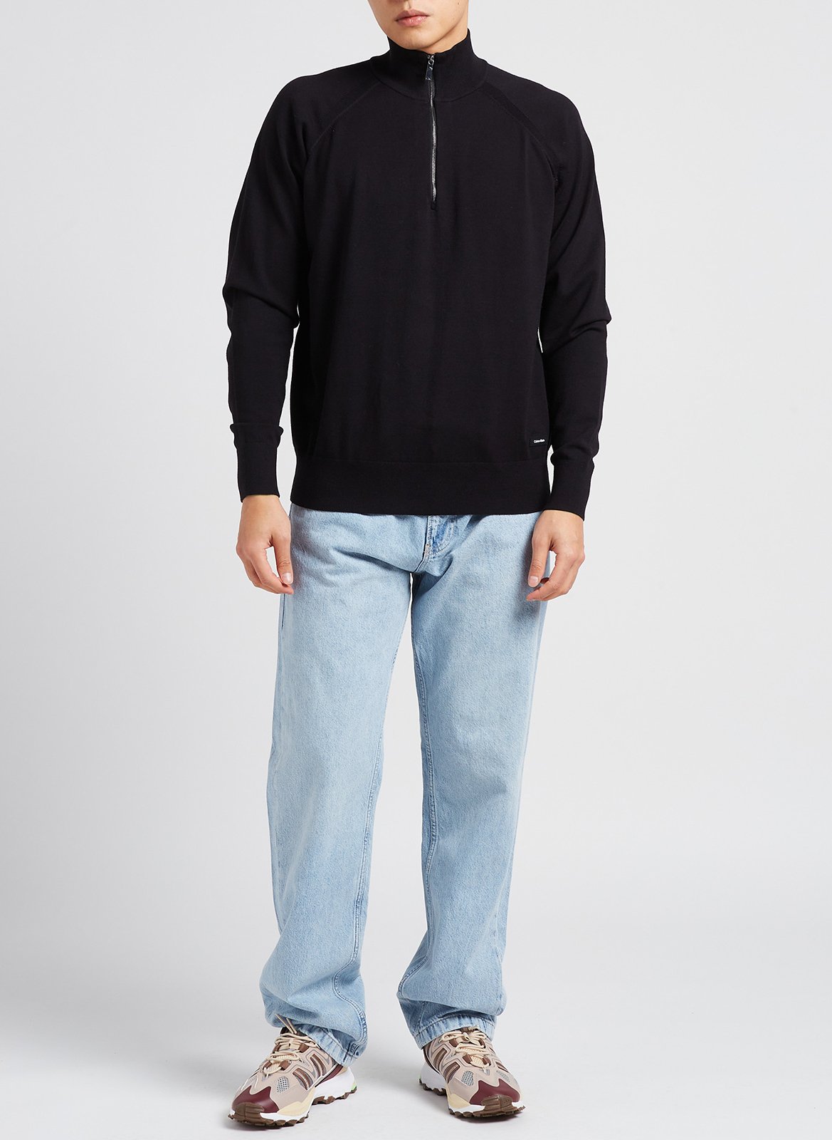 Pull droit col montant zippé CALVIN KLEIN Noir