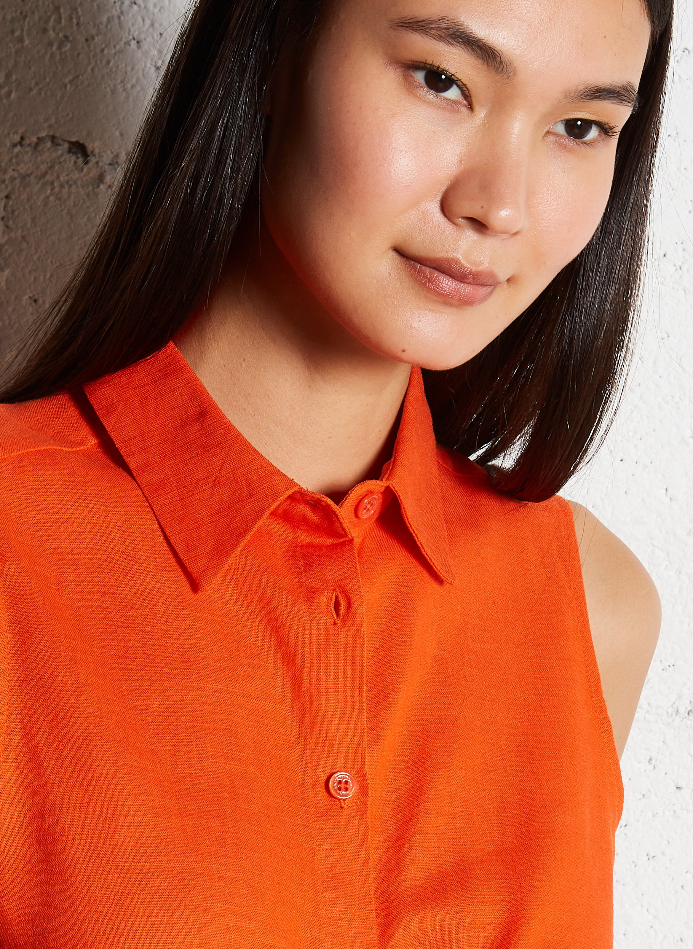 Chemise col classique en lin mélangé LA PETITE ETOILE Orange