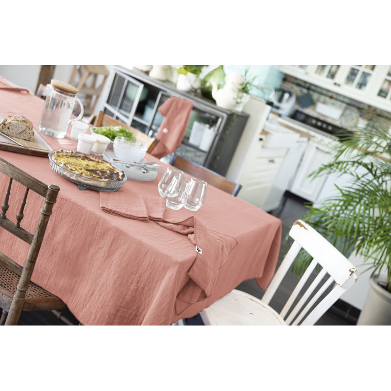 Cotton gauze tablecloth L'EFFET PAPILLON Pink
