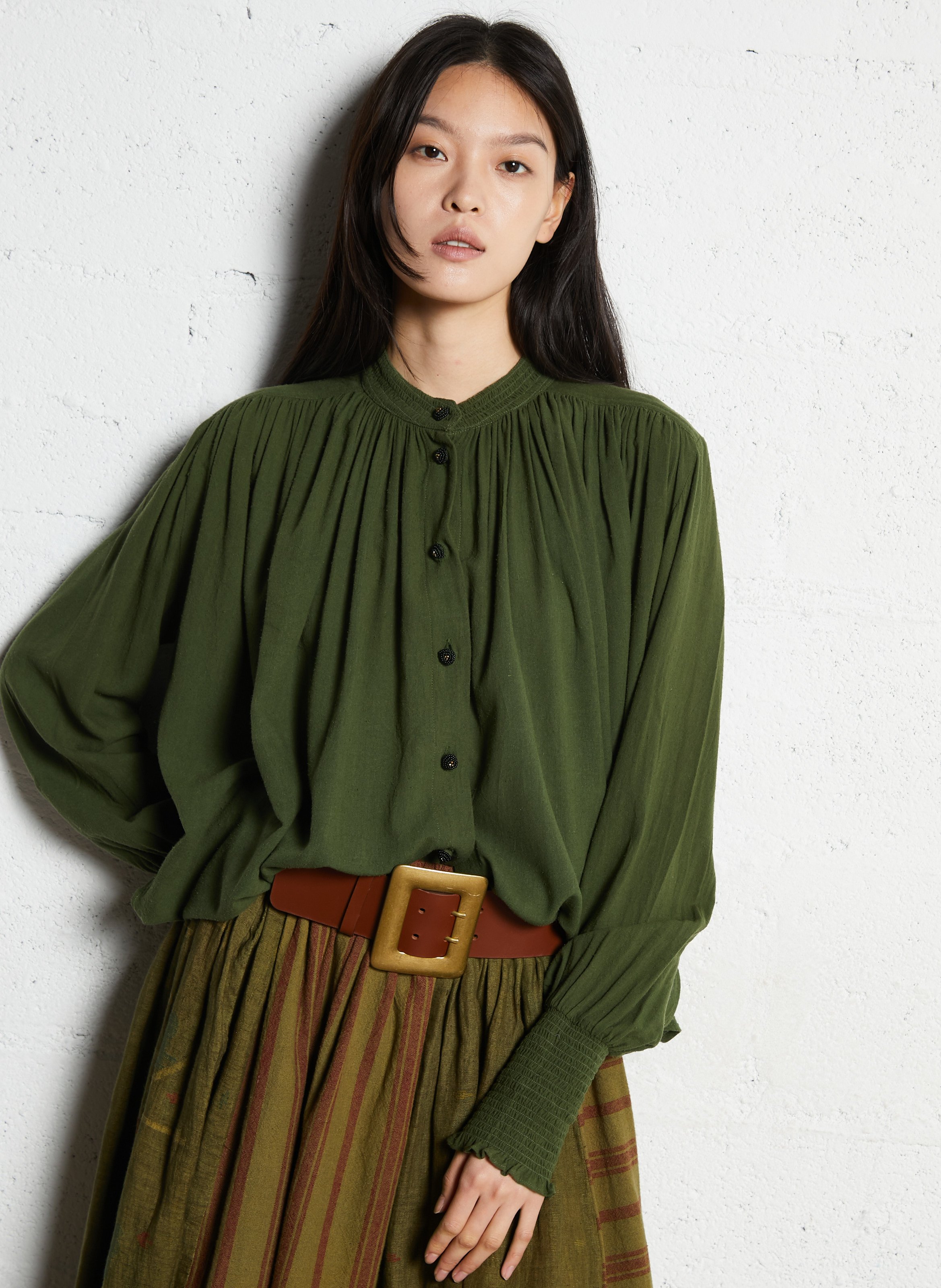 Blouse ample boutonnée unie V DE VINSTER