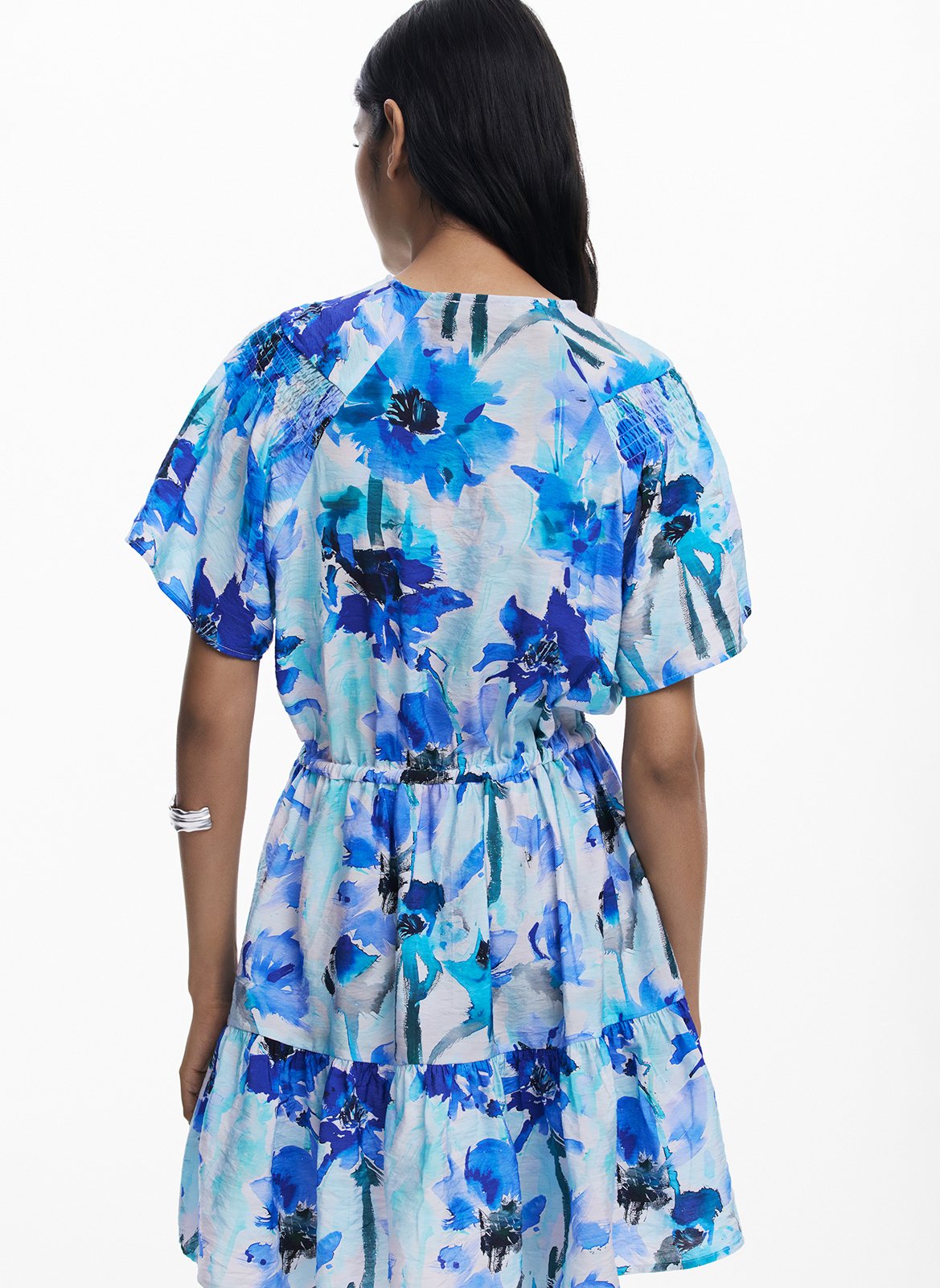 Robe courte col rond à imprimé floral  DESIGUAL Multicolore