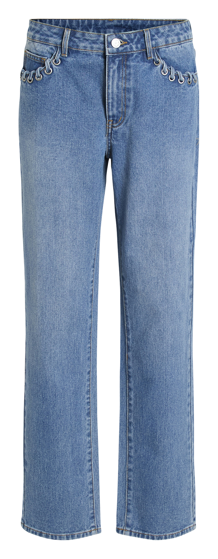 Jean droit à détails lacets en coton VILA Bleu