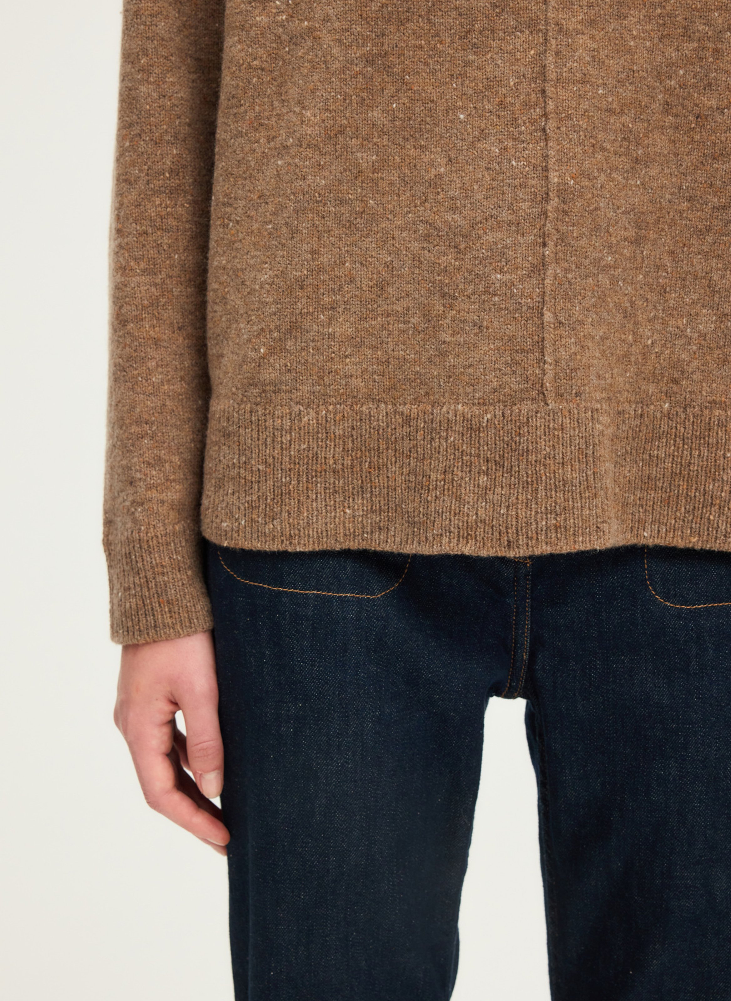 Pull droit col rond en laine PABLO Marron