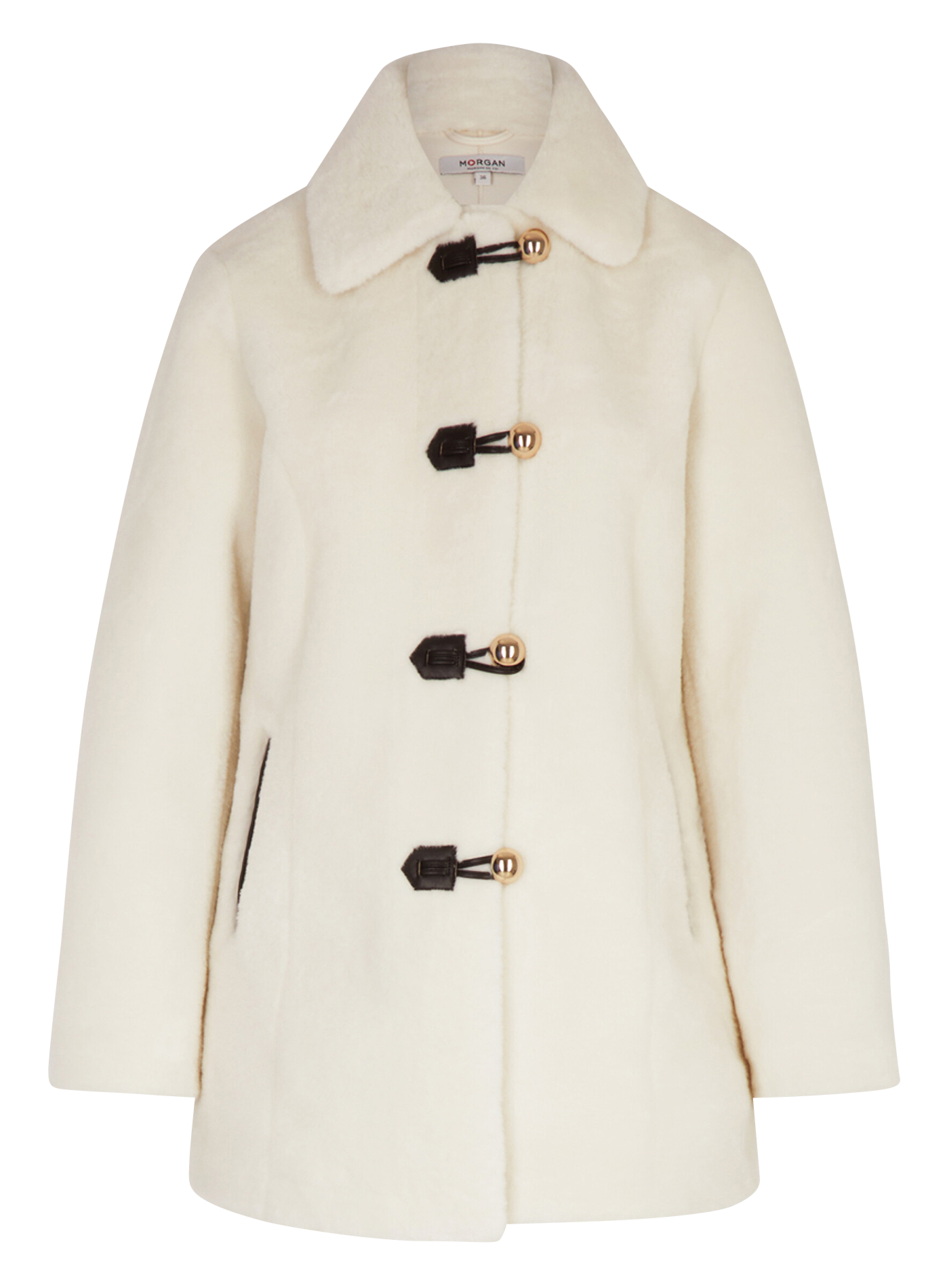 Faux fur coat with classic collar MORGAN Beige