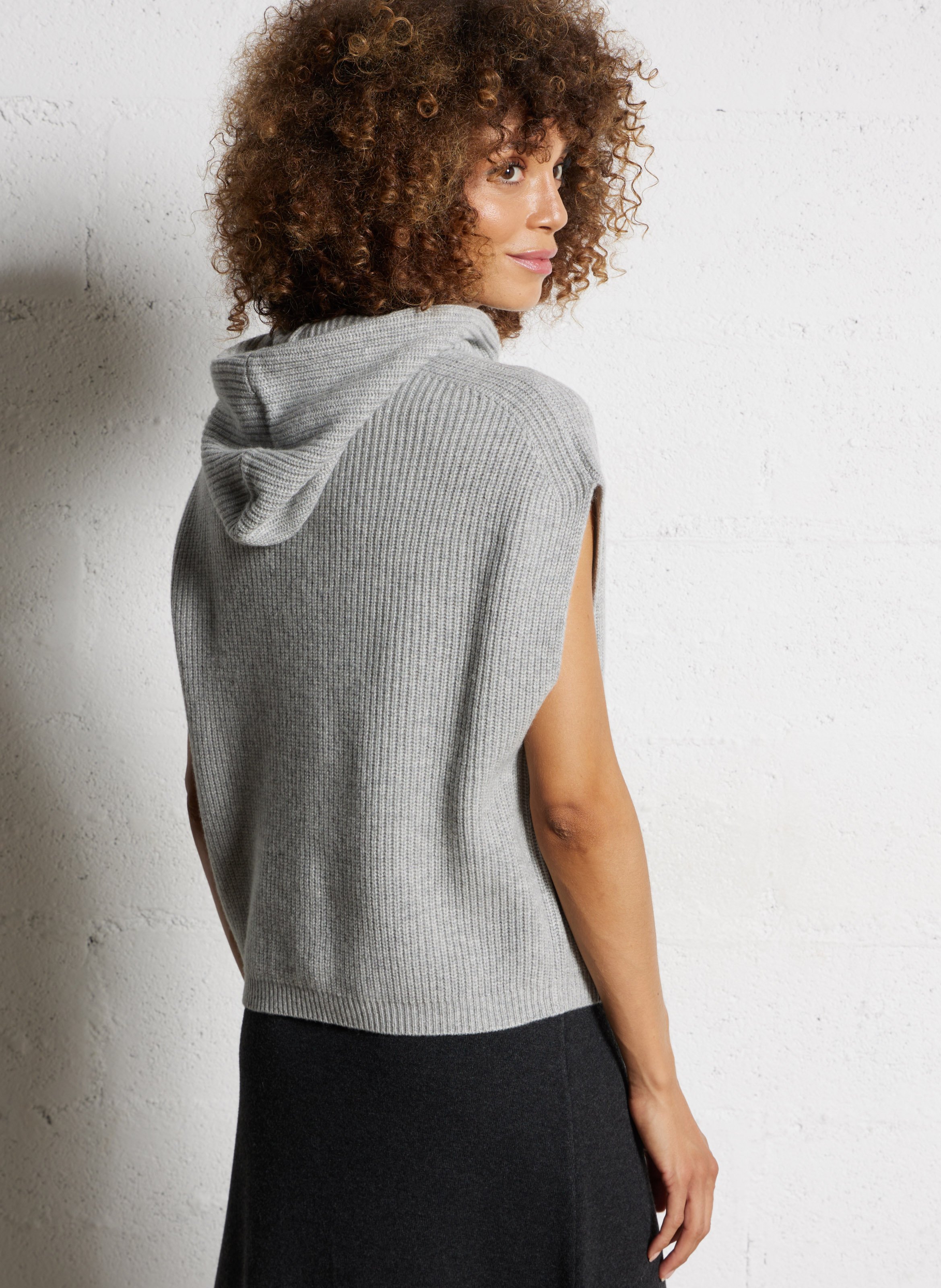 Pull à capuche oversize en laine mélangée HARTFORD Gris