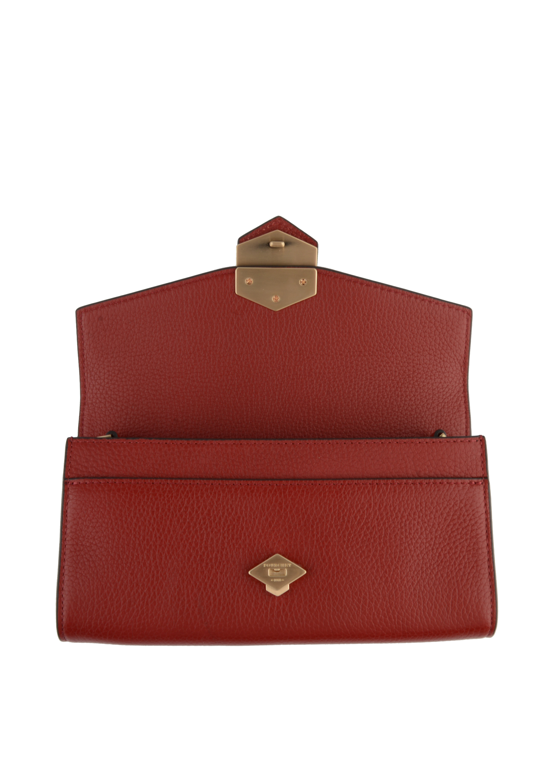 Clutch - cowhide leather POURCHET Red