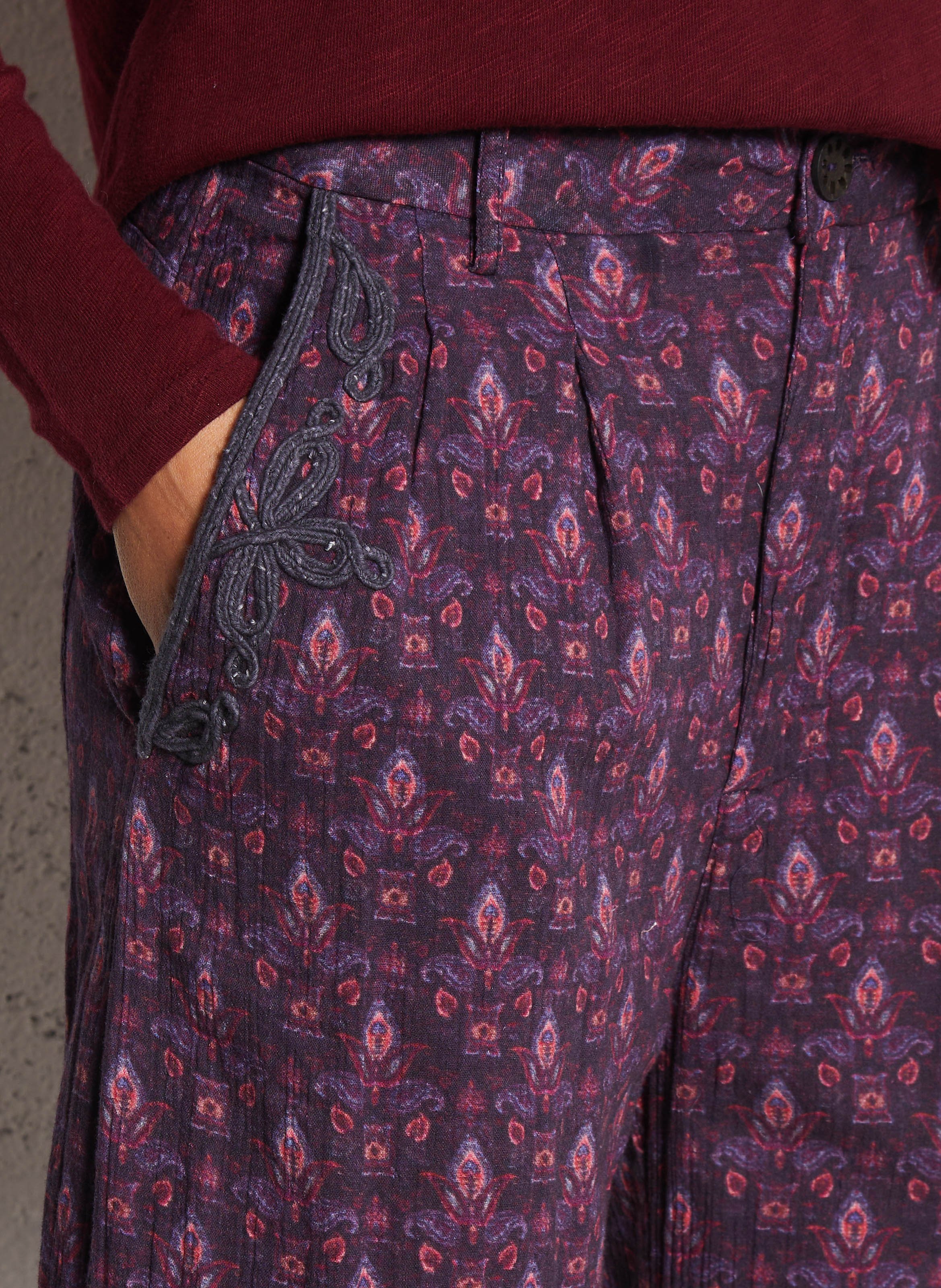 Pantalon large en coton MAISON HOTEL Violet