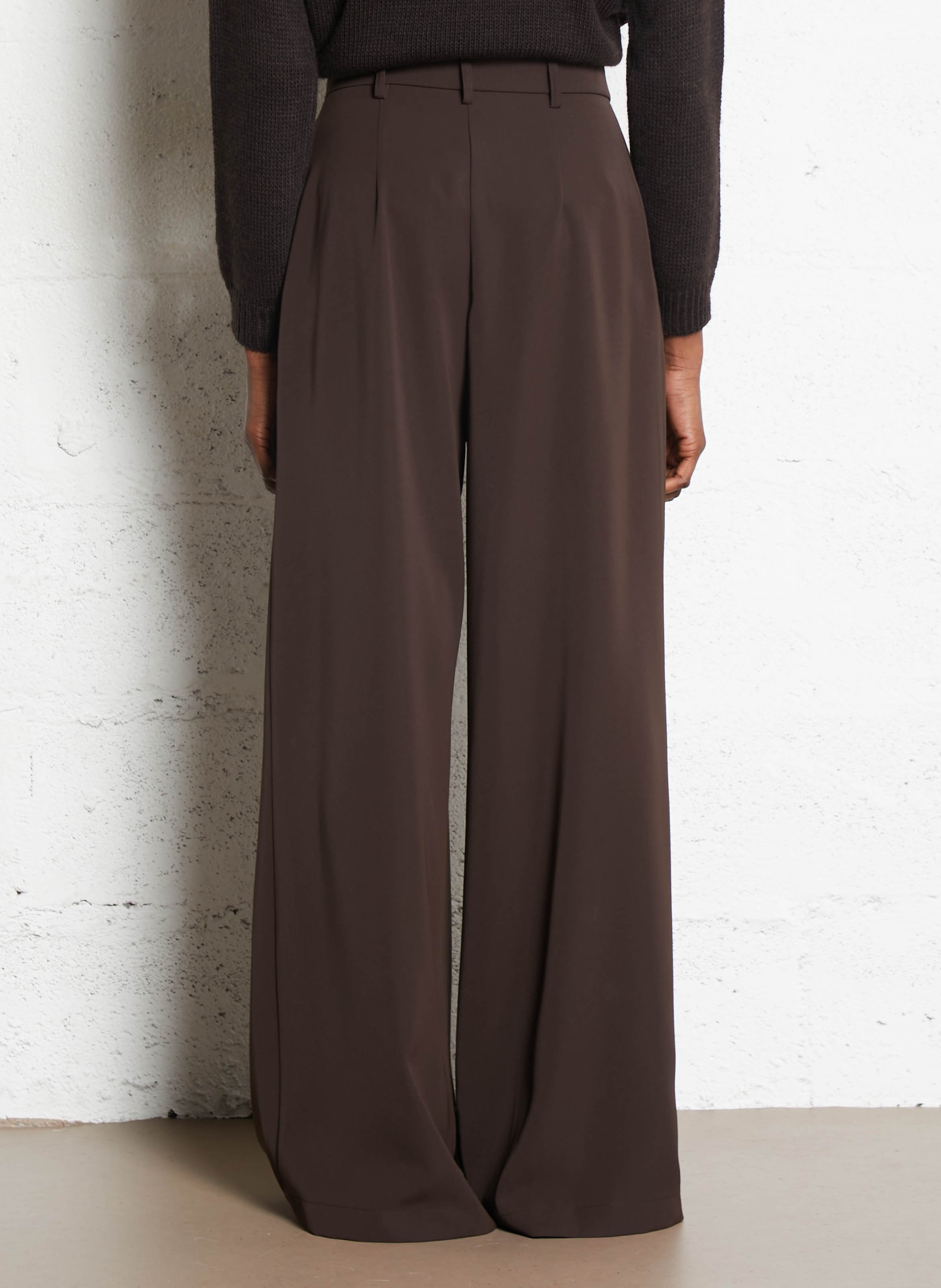 Pantalon large à pinces PLEASE Marron