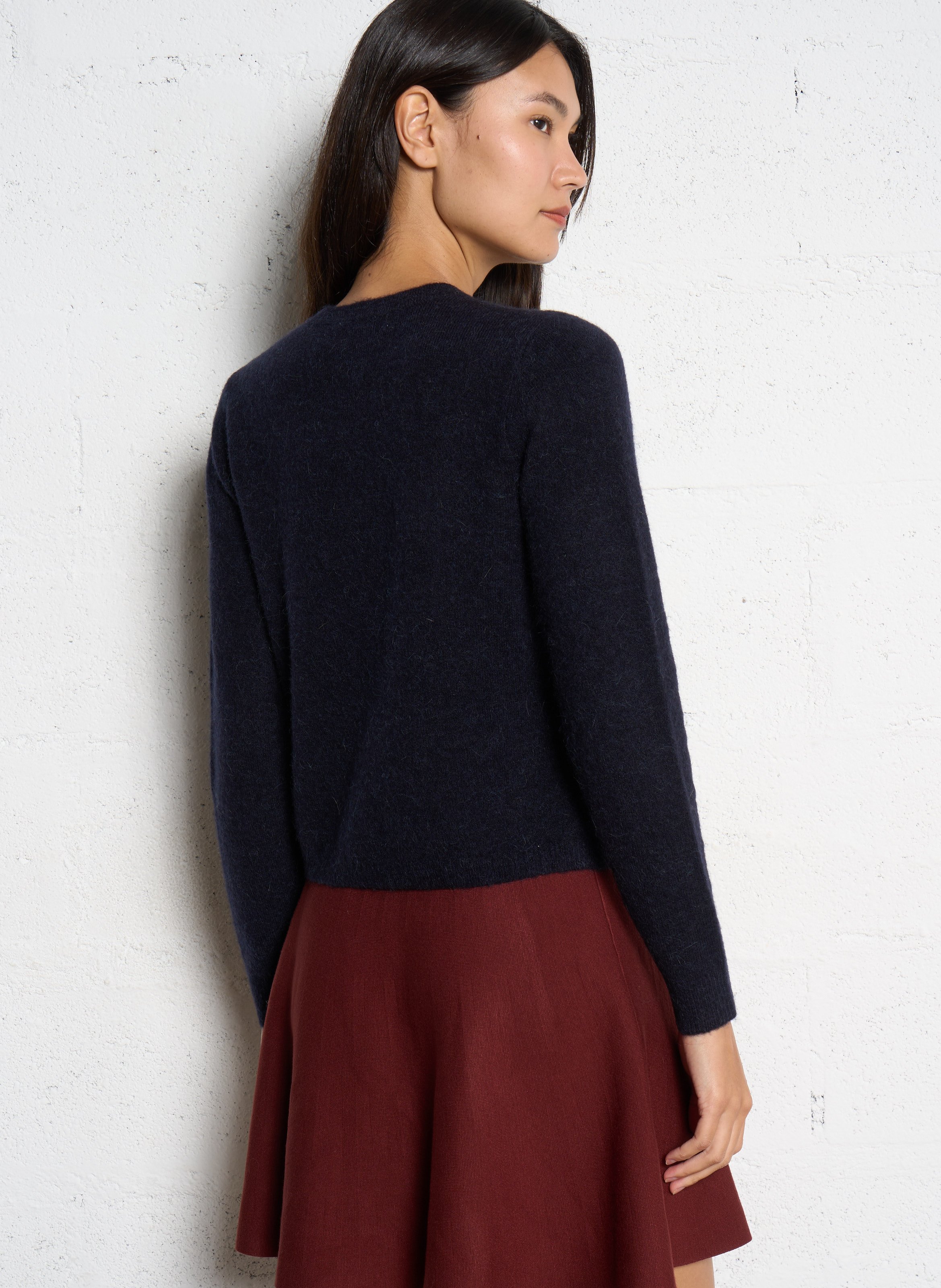 Oversized round neck wool blend vest PETITE MENDIGOTE Blue