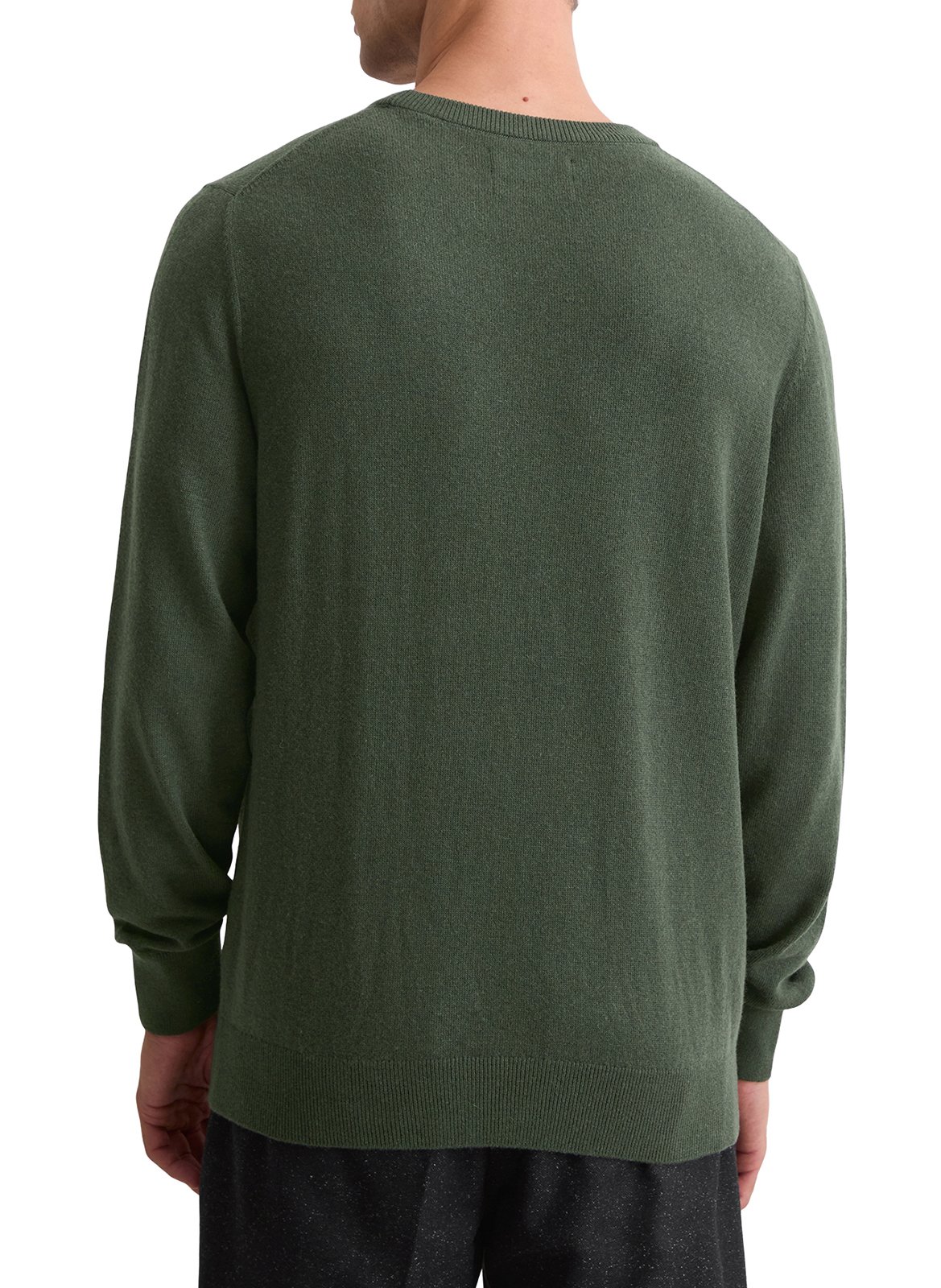 Pull col rond droit en coton bio et laine mélangé MARC O'POLO Kaki