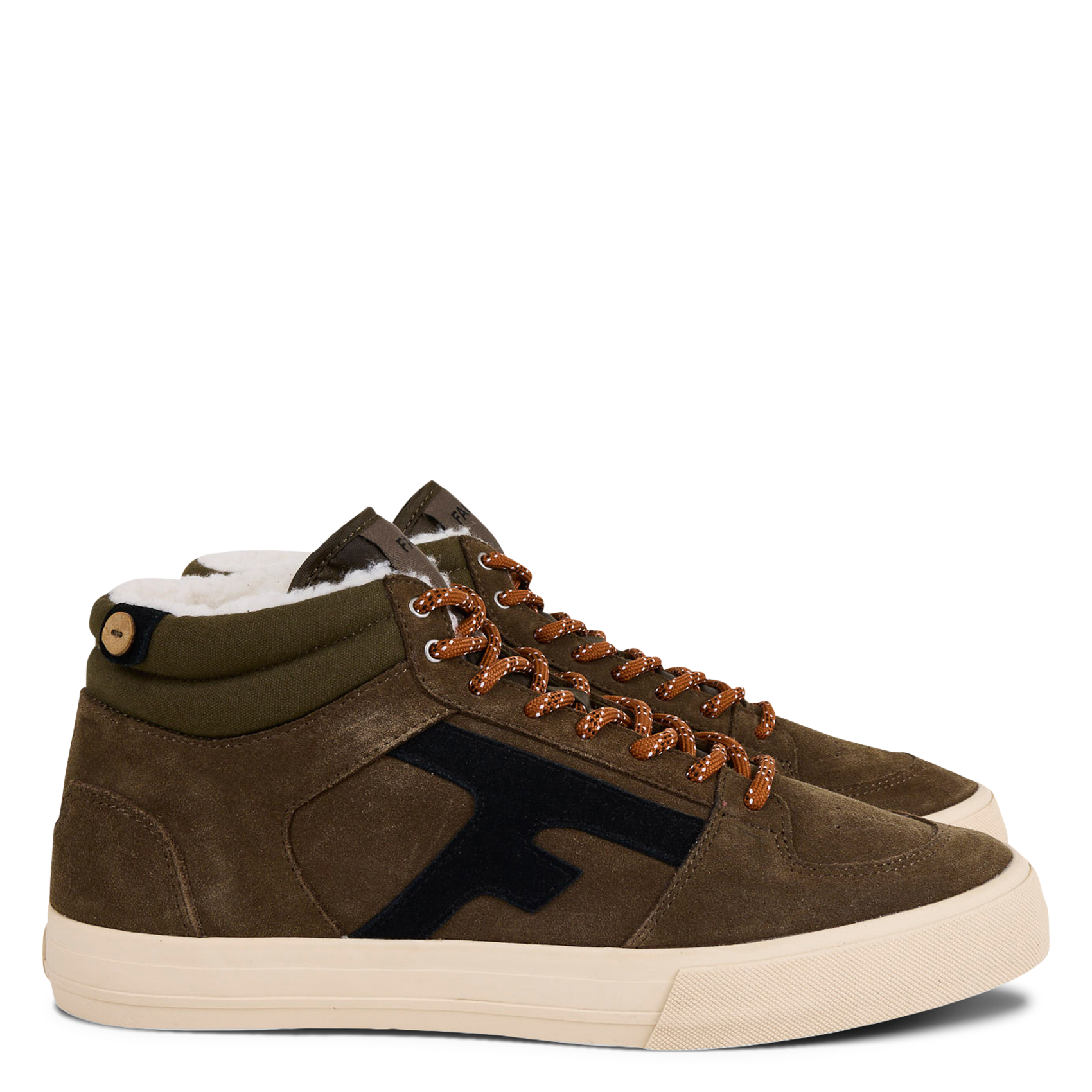 Halfhoge sneakers van gemengd leer FAGUO Kaki