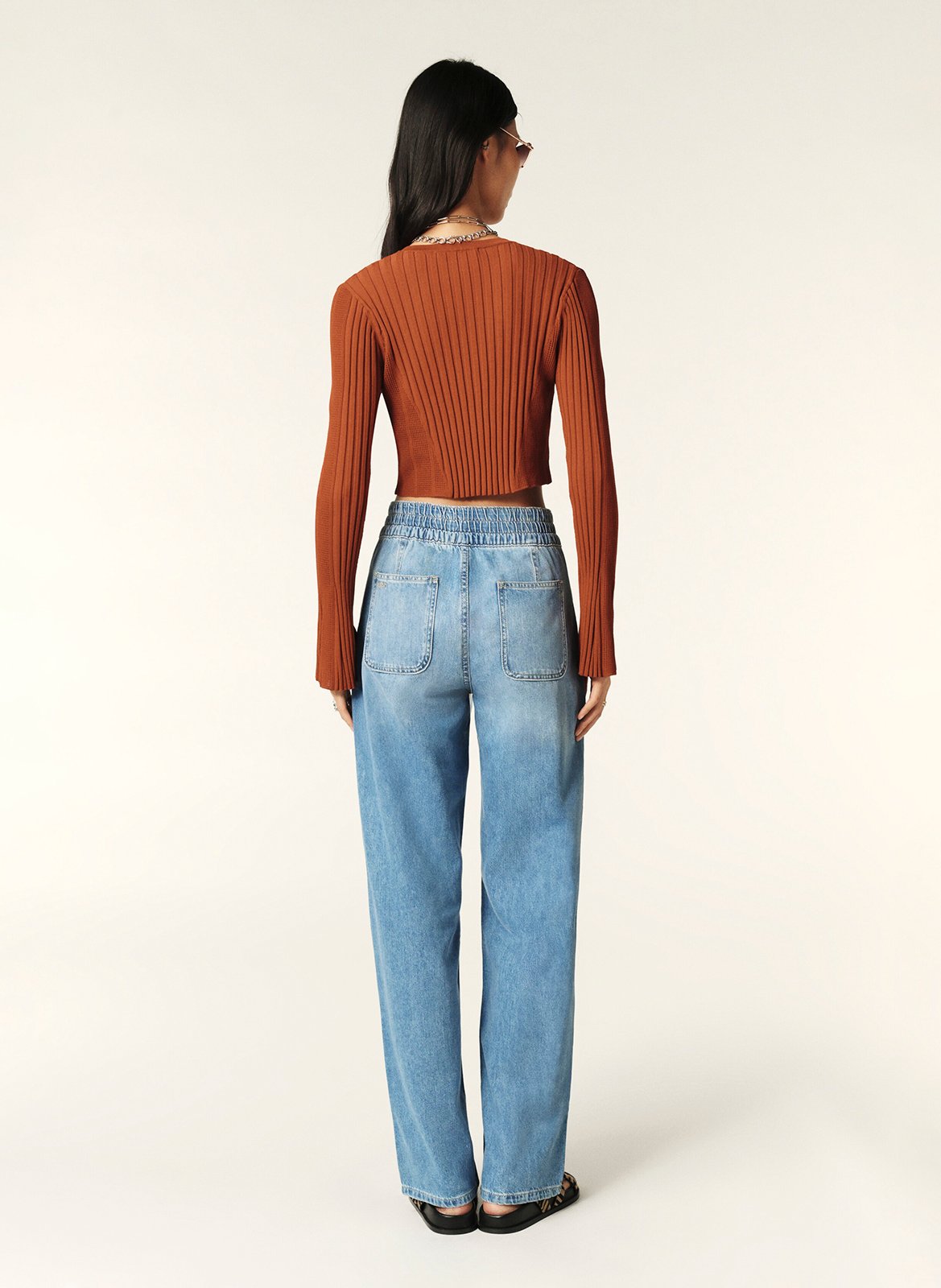 Wijde, katoenen broek met hoge taille BA&SH Blauw