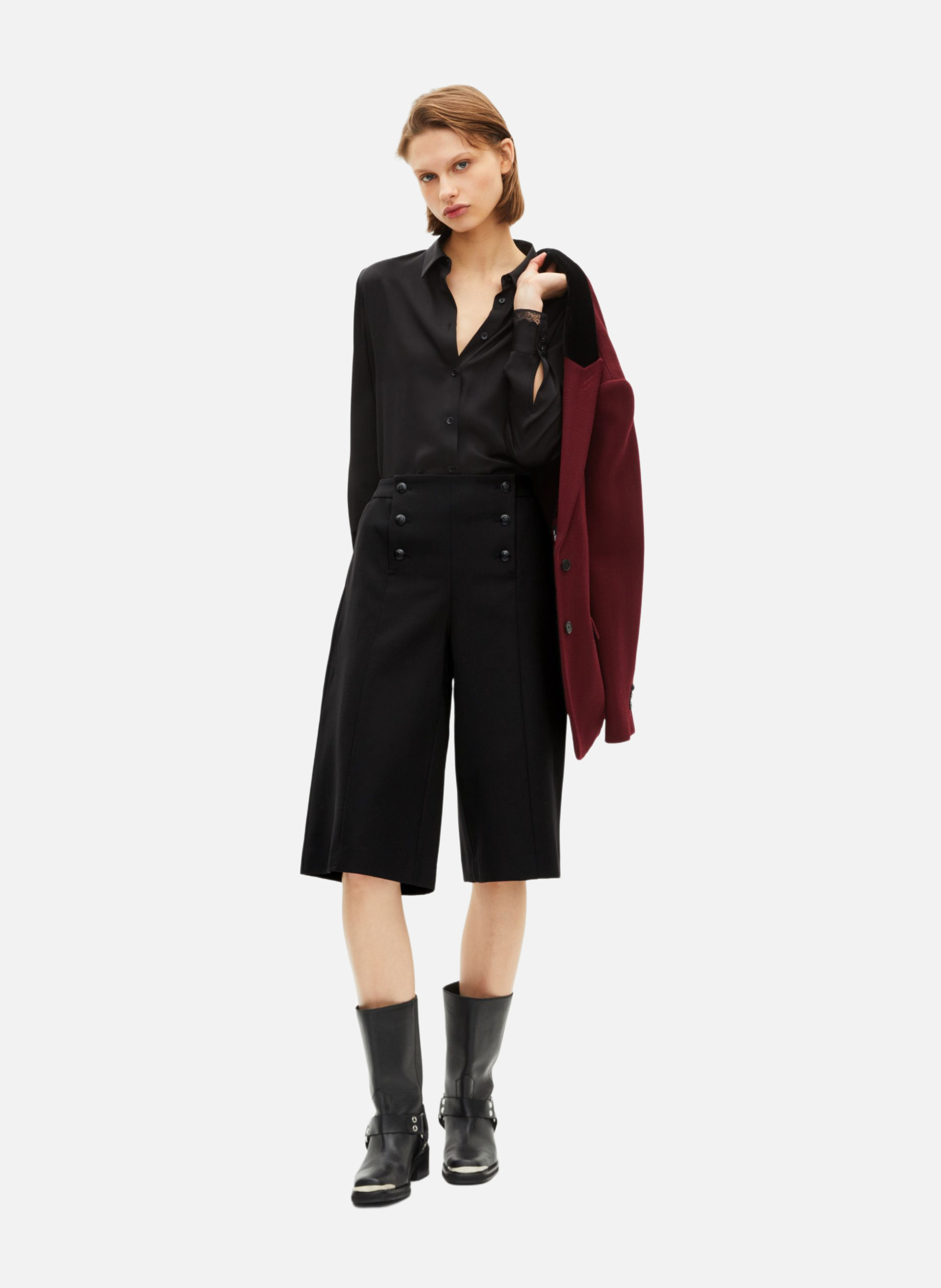 Wide leg high-waisted culottes THE KOOPLES Black
