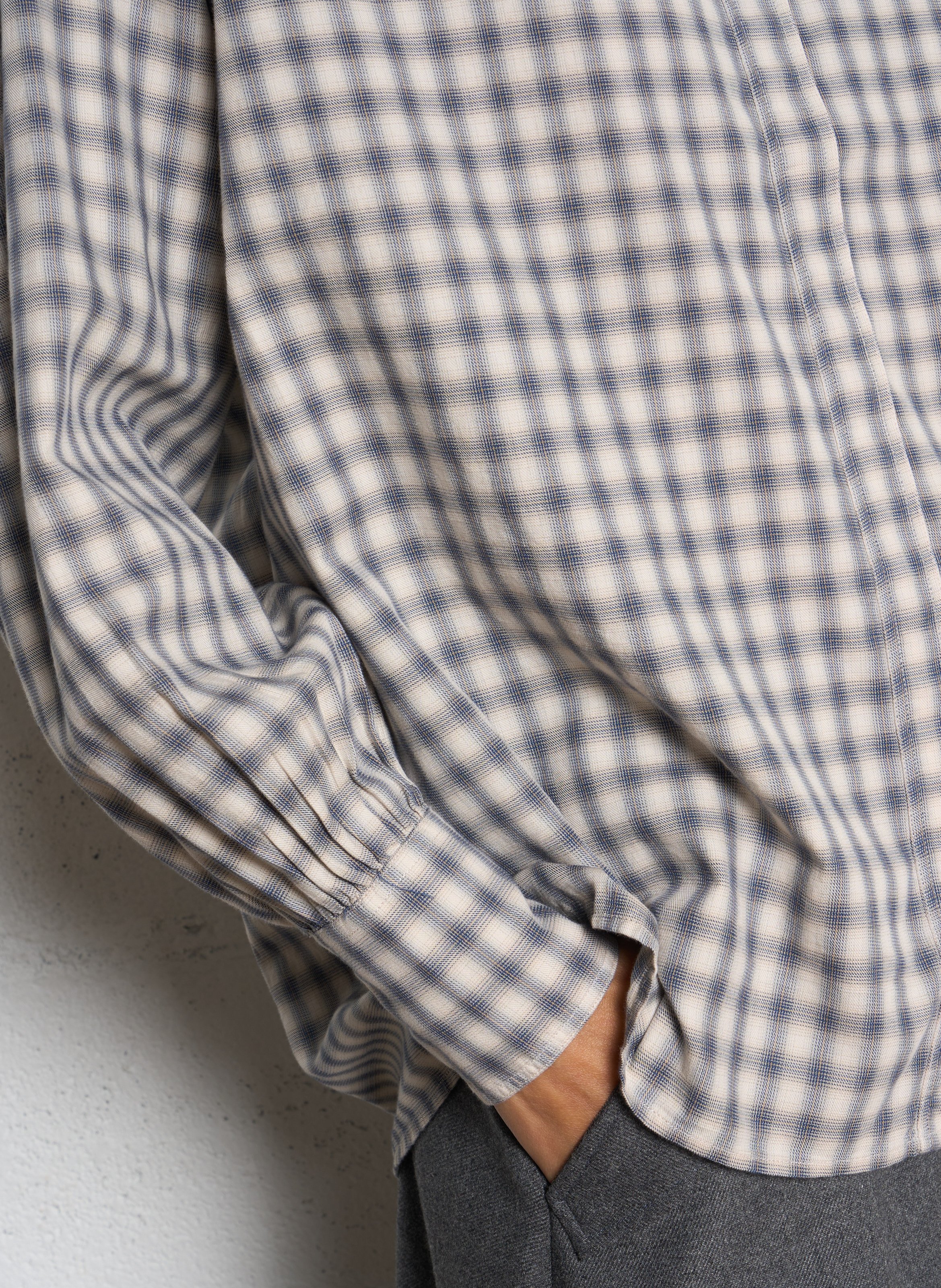 Chemise ample col classique à carreaux en coton DIEGA Bleu