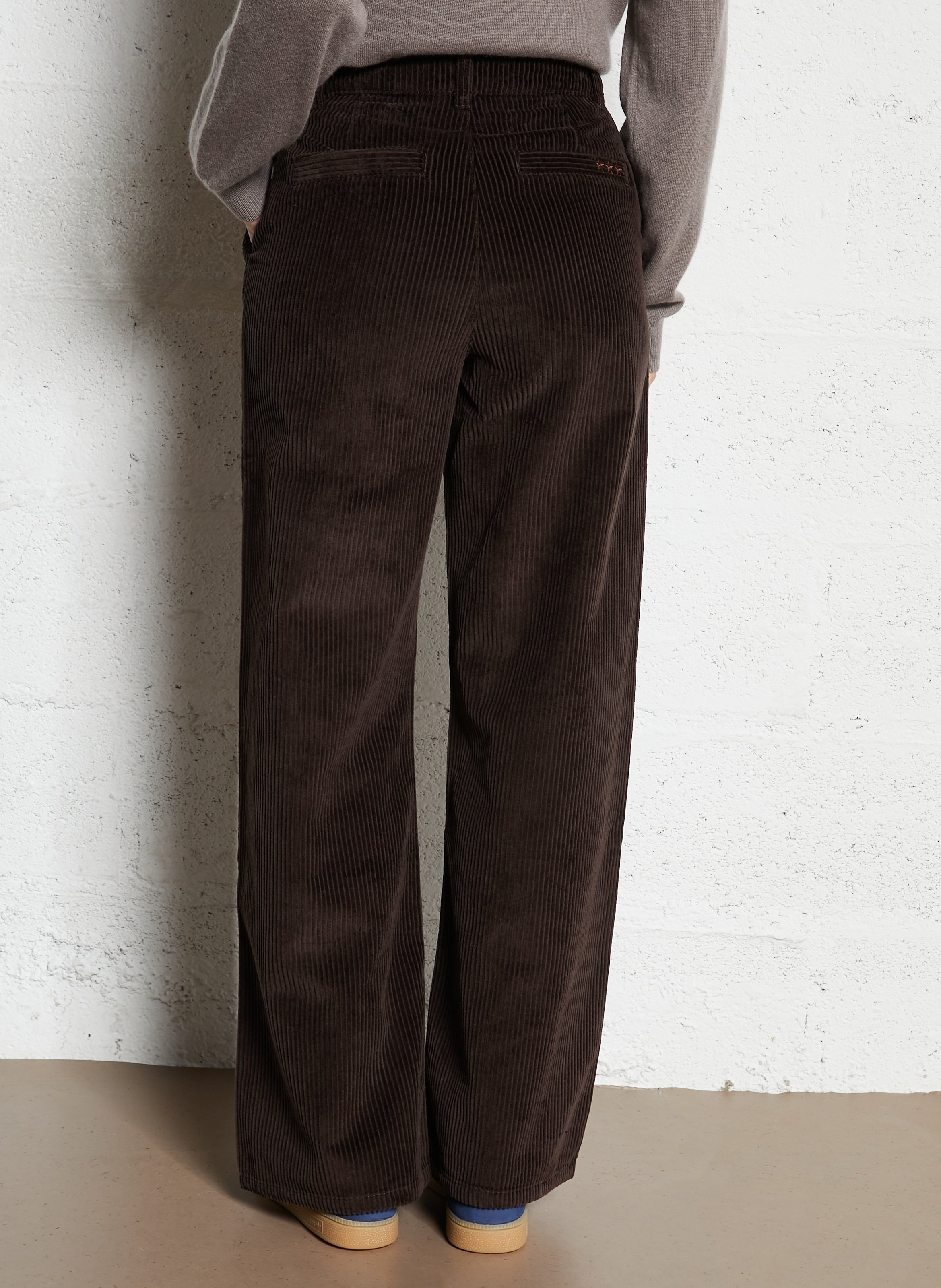 Pantalon large en coton côtelé SUD EXPRESS Marron