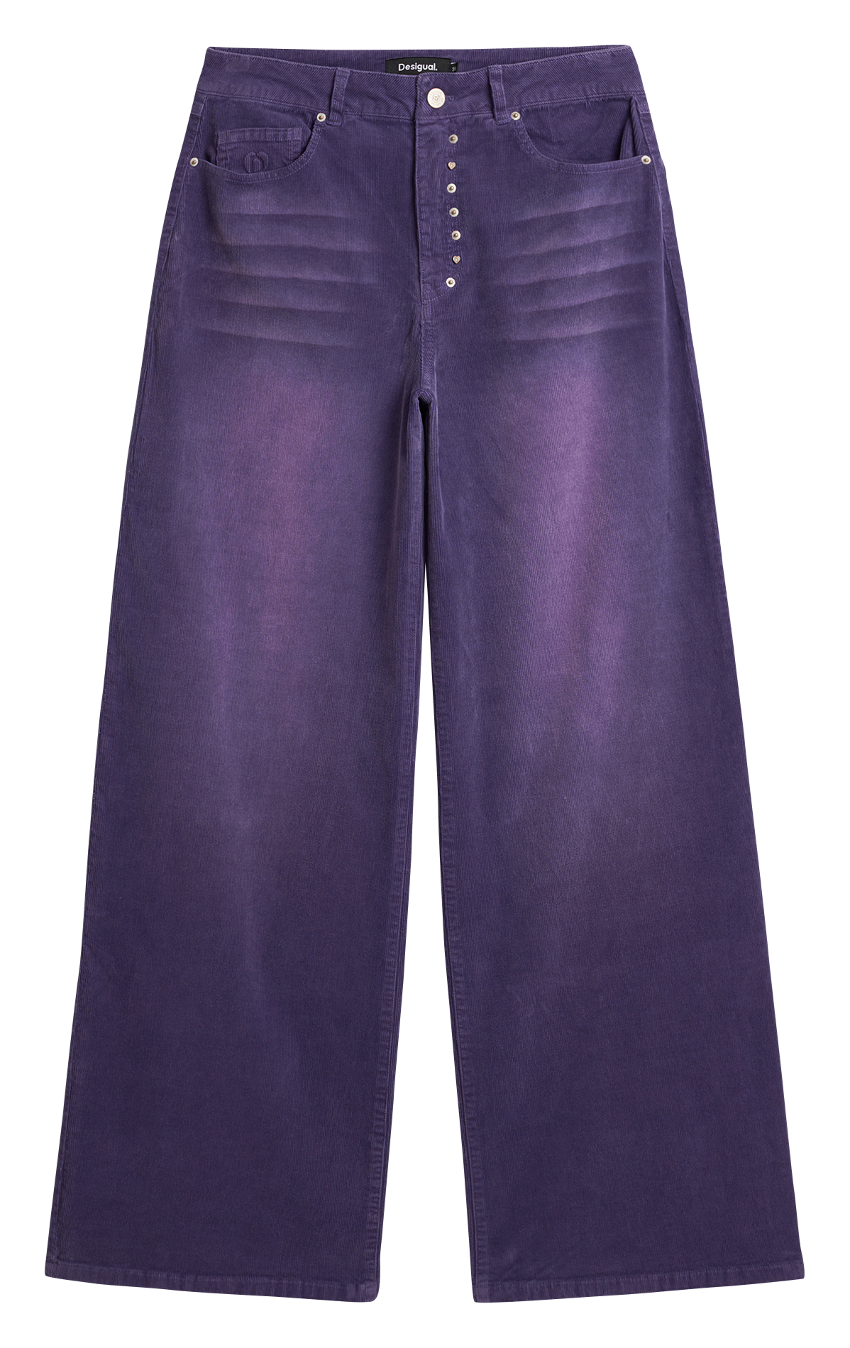 Jean large taille mi-haute uni DESIGUAL Rouge