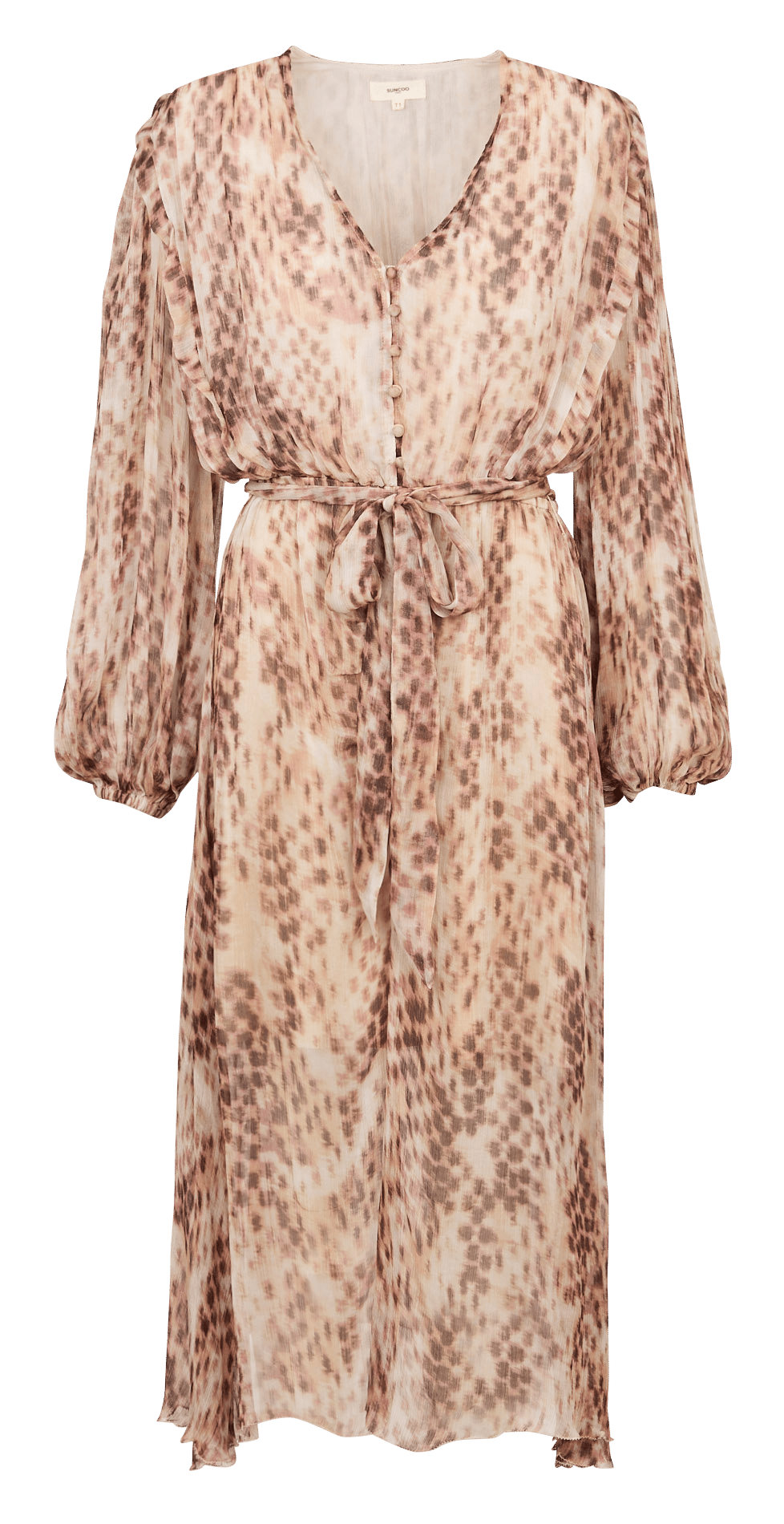 Flared V-neck maxi dress SUNCOO Beige