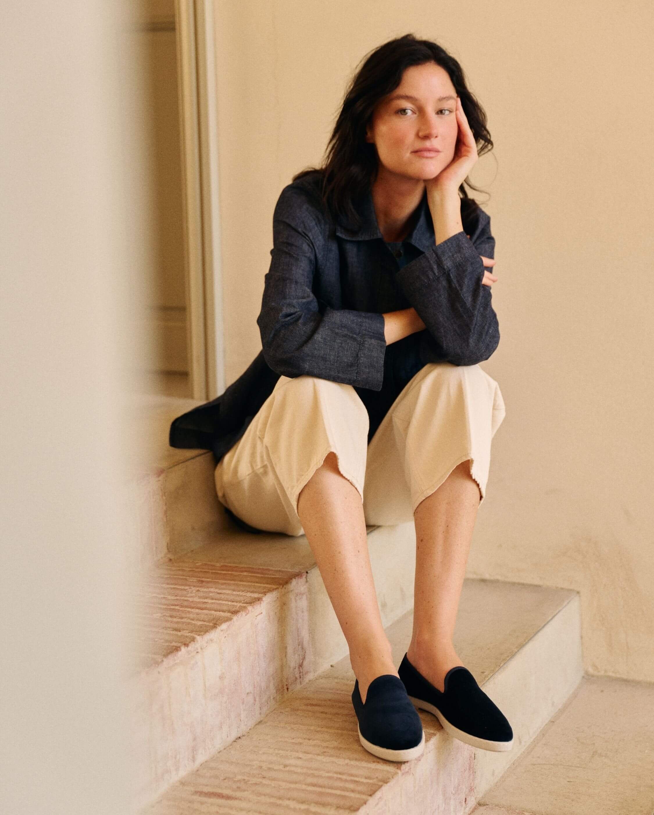 Women's velvet slippers, navy ANGARDE Blue