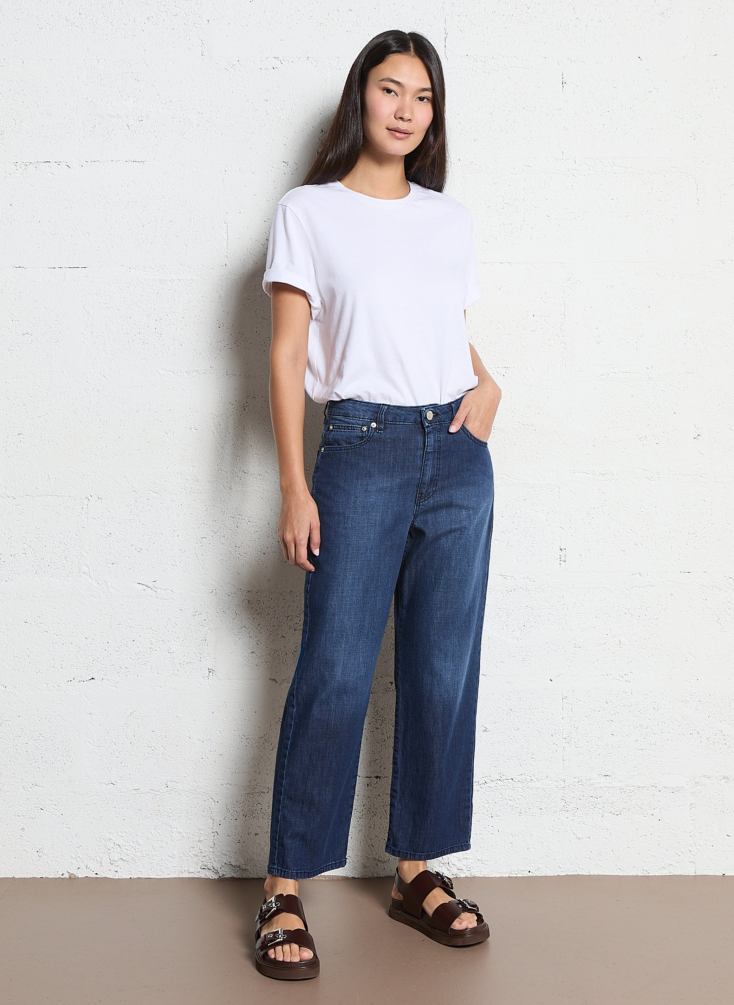 Cotton-blend straight jeans ACQUAVERDE Blue
