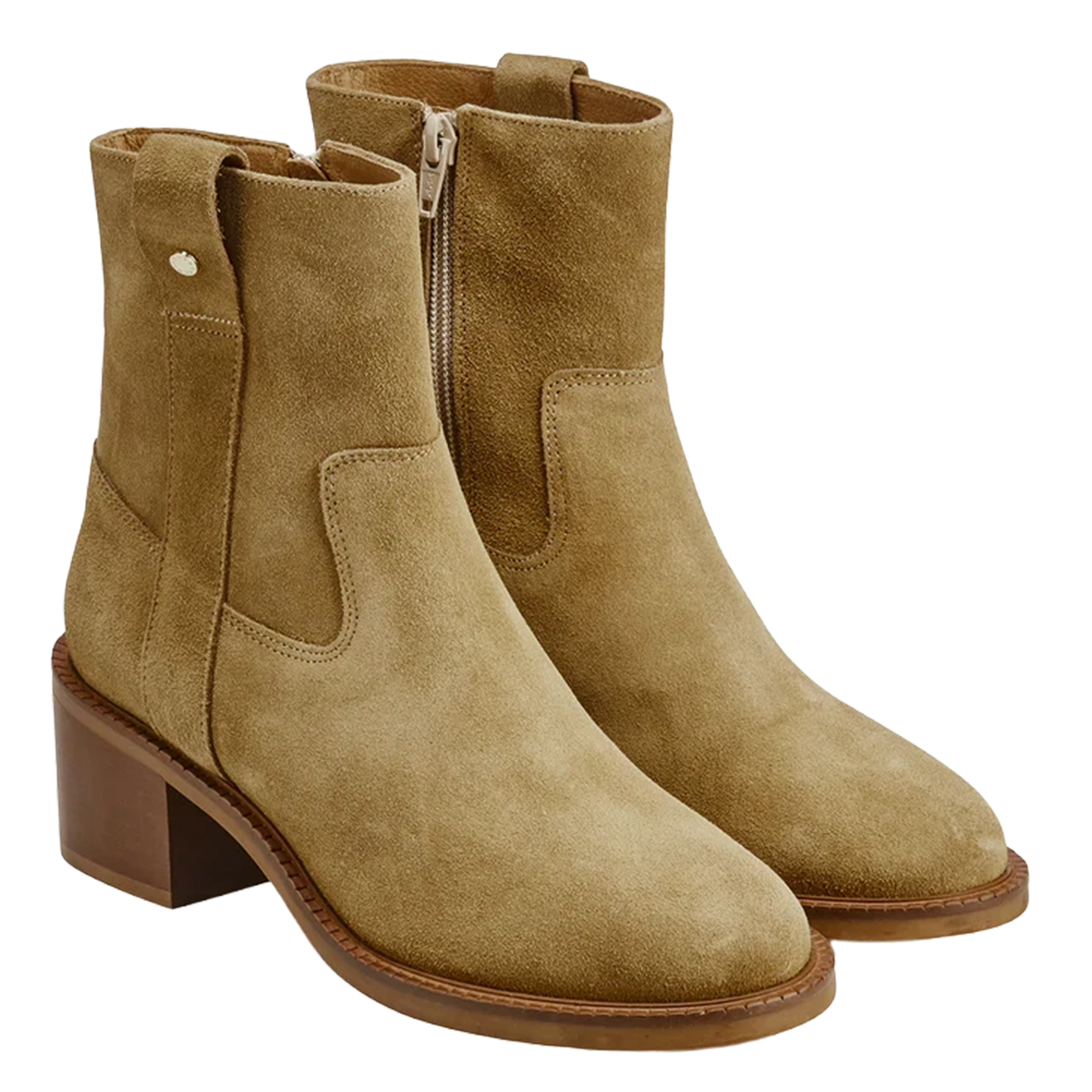 Enkellaarzen van veloursleer COSMOPARIS Beige