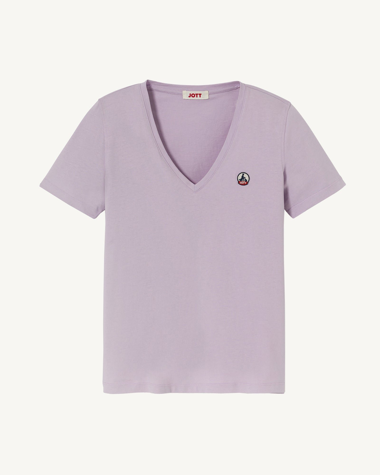 Solid V-neck t-shirt in organic cotton Cancun 2.0 JOTT Pink