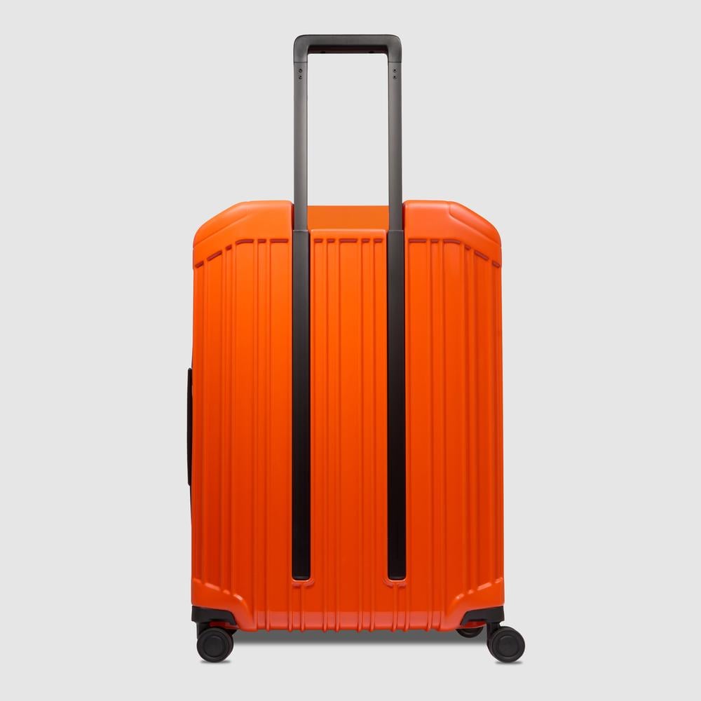 Medium expandable 4-wheel trolley suitcase with TSA lock and removable washable lining PIQUADRO Orange
