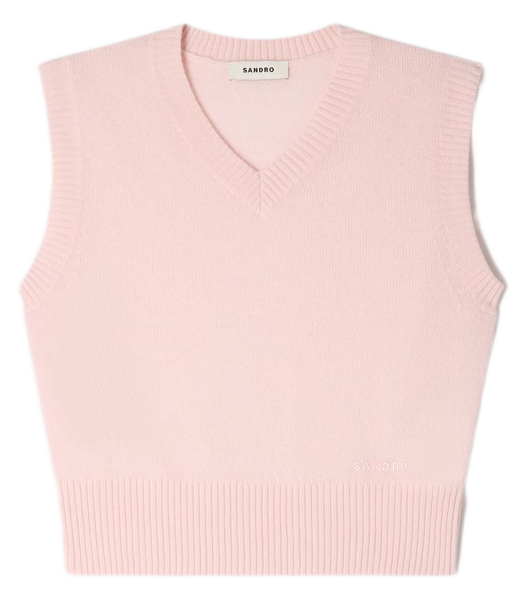 Top col v en laine mélangée SANDRO Rose