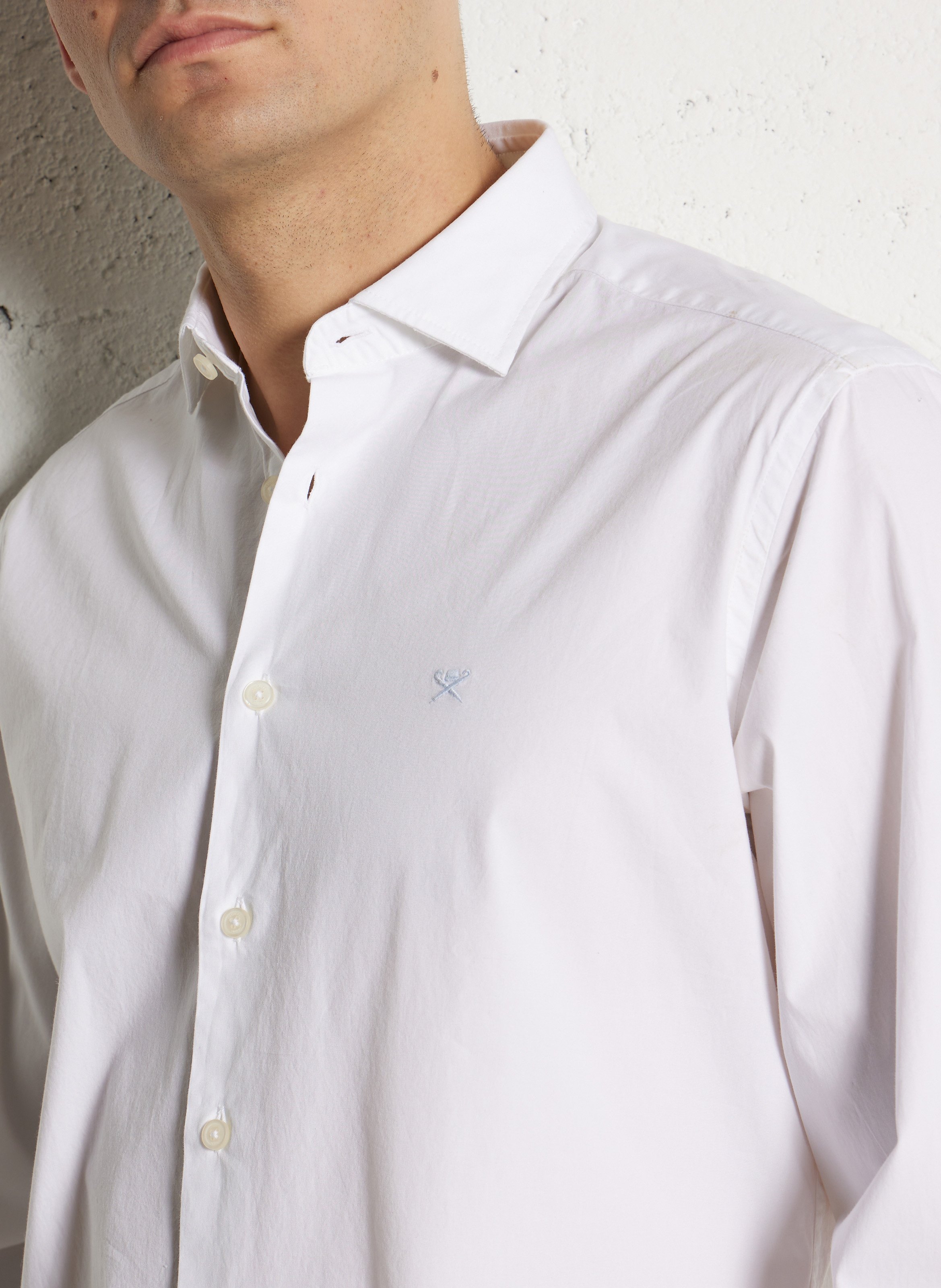 Blouse met klassieke kraag HACKETT Wit