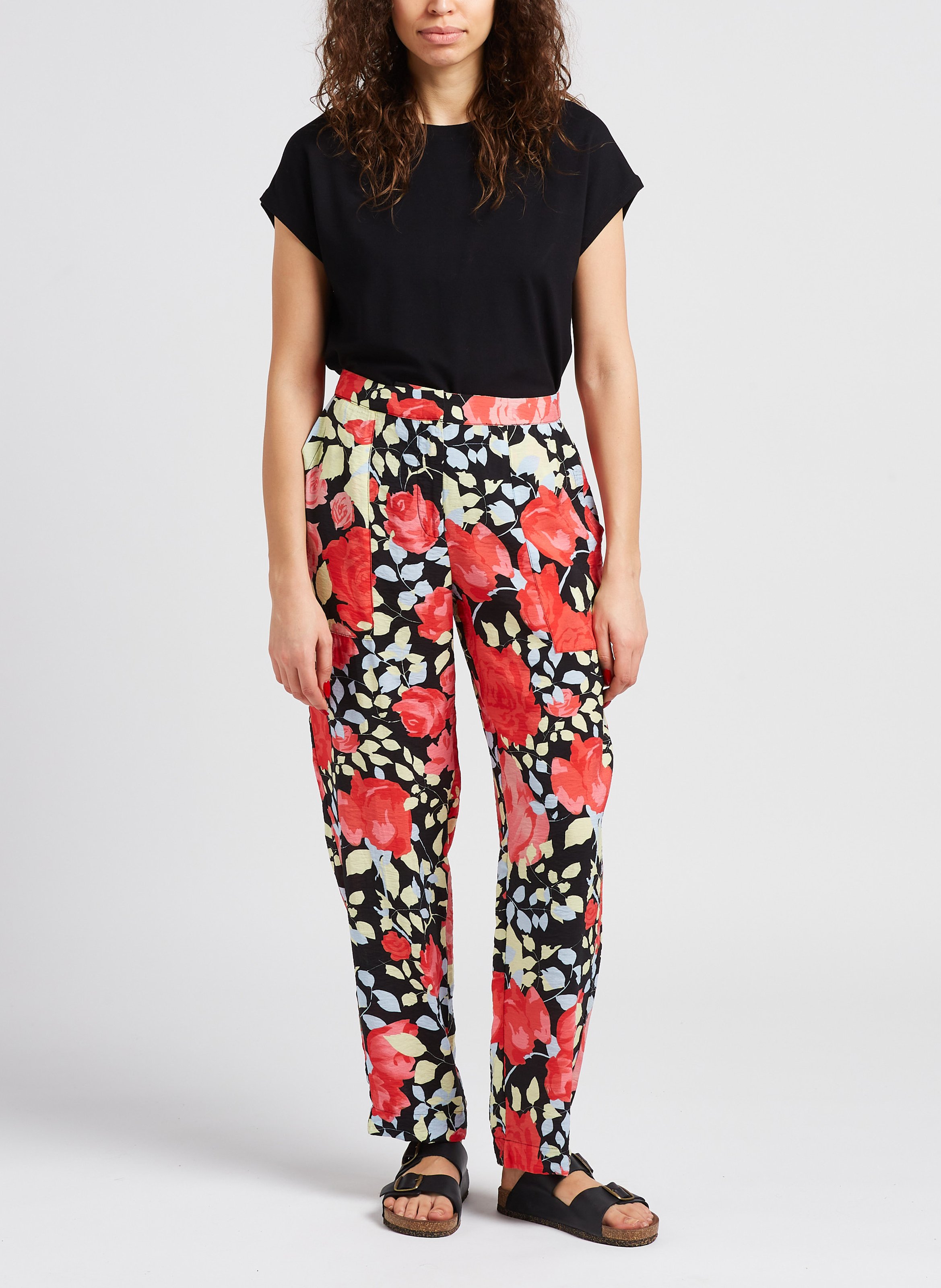 Flower-print carrot pants OBJECT Multicolored