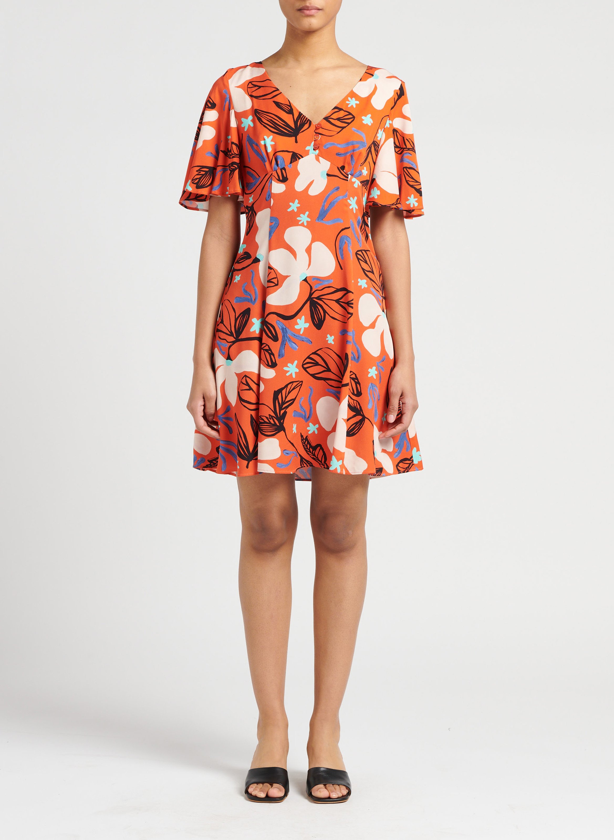 Korte jurk met V-hals en print PAUL SMITH Rood