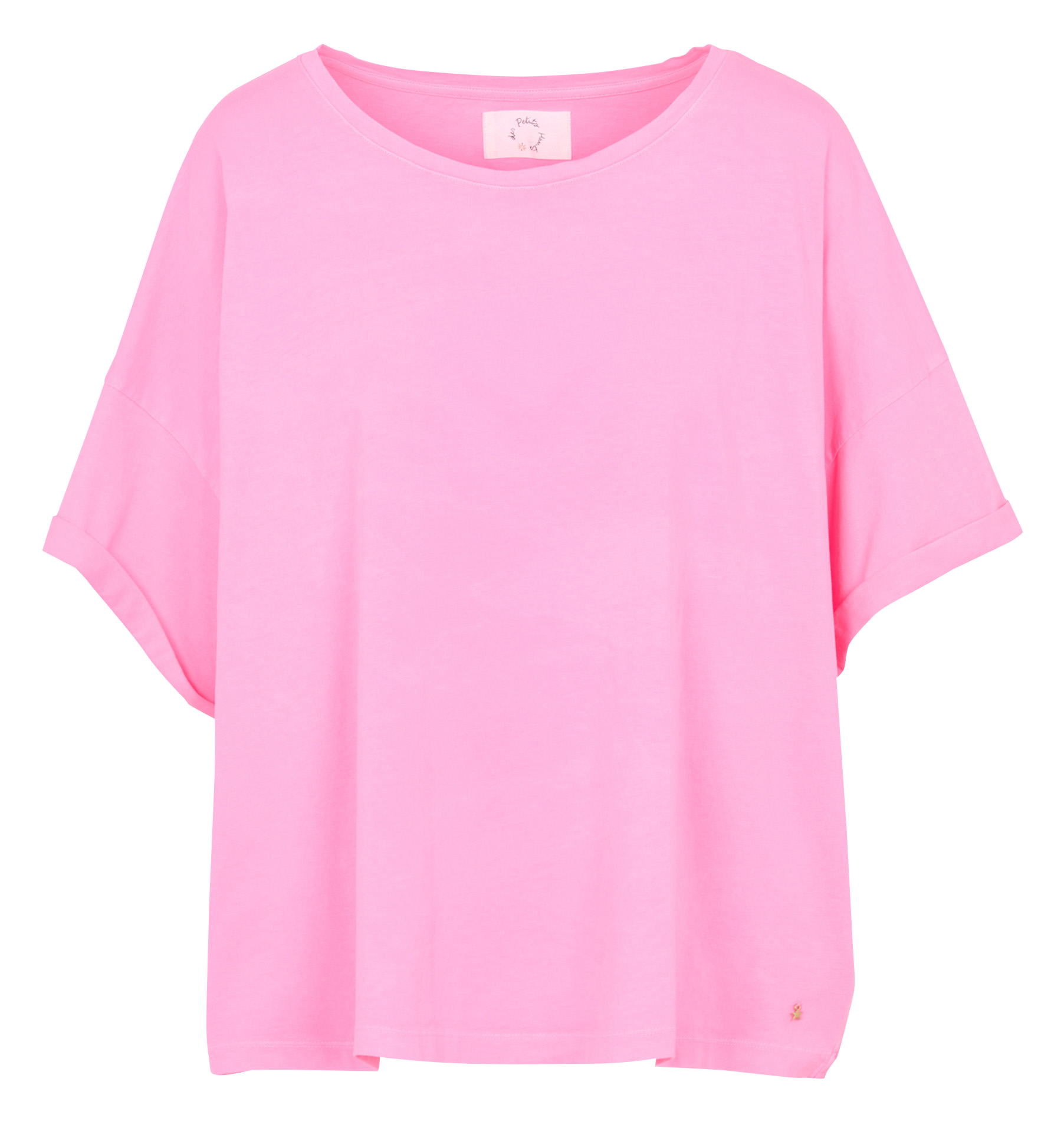 Tee-shirt col rond en coton DES PETITS HAUTS Rose