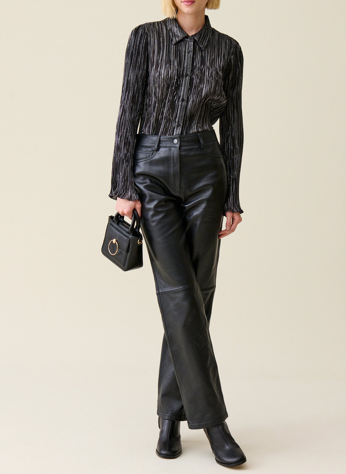 Classic-collar pleated shirt CLAUDIE PIERLOT Black