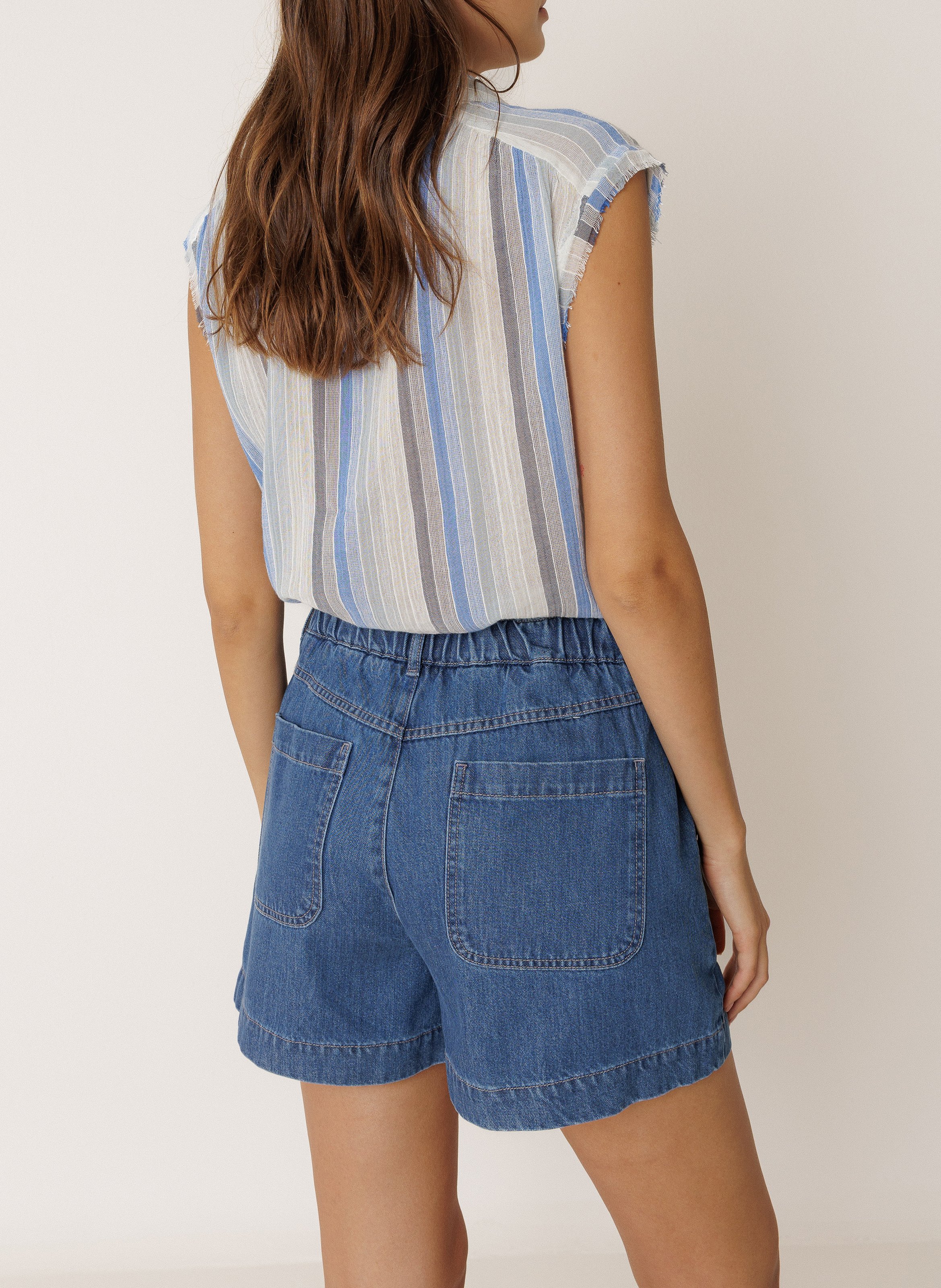 High-waisted wide-leg shorts INDI & COLD Blue