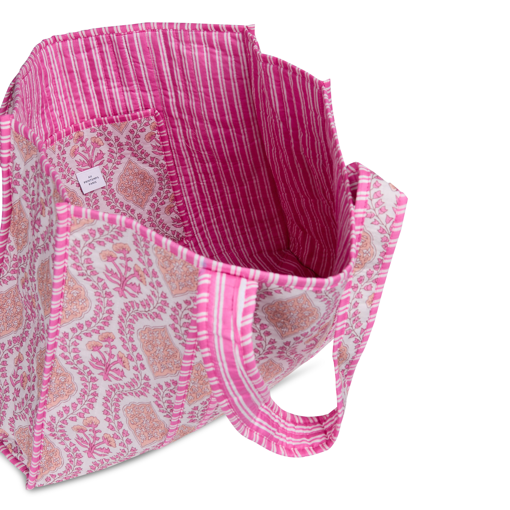 Bolso shopper de algodón estampado AU PRINTEMPS PARIS Rosa