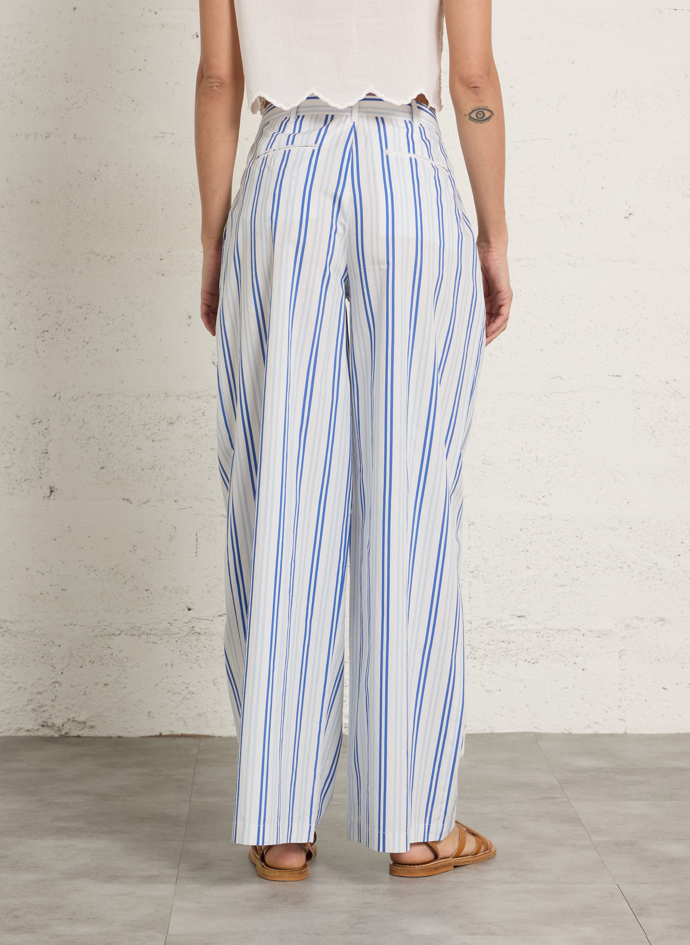 Weite Hose mit Streifenfalten PETITE MENDIGOTE Blau