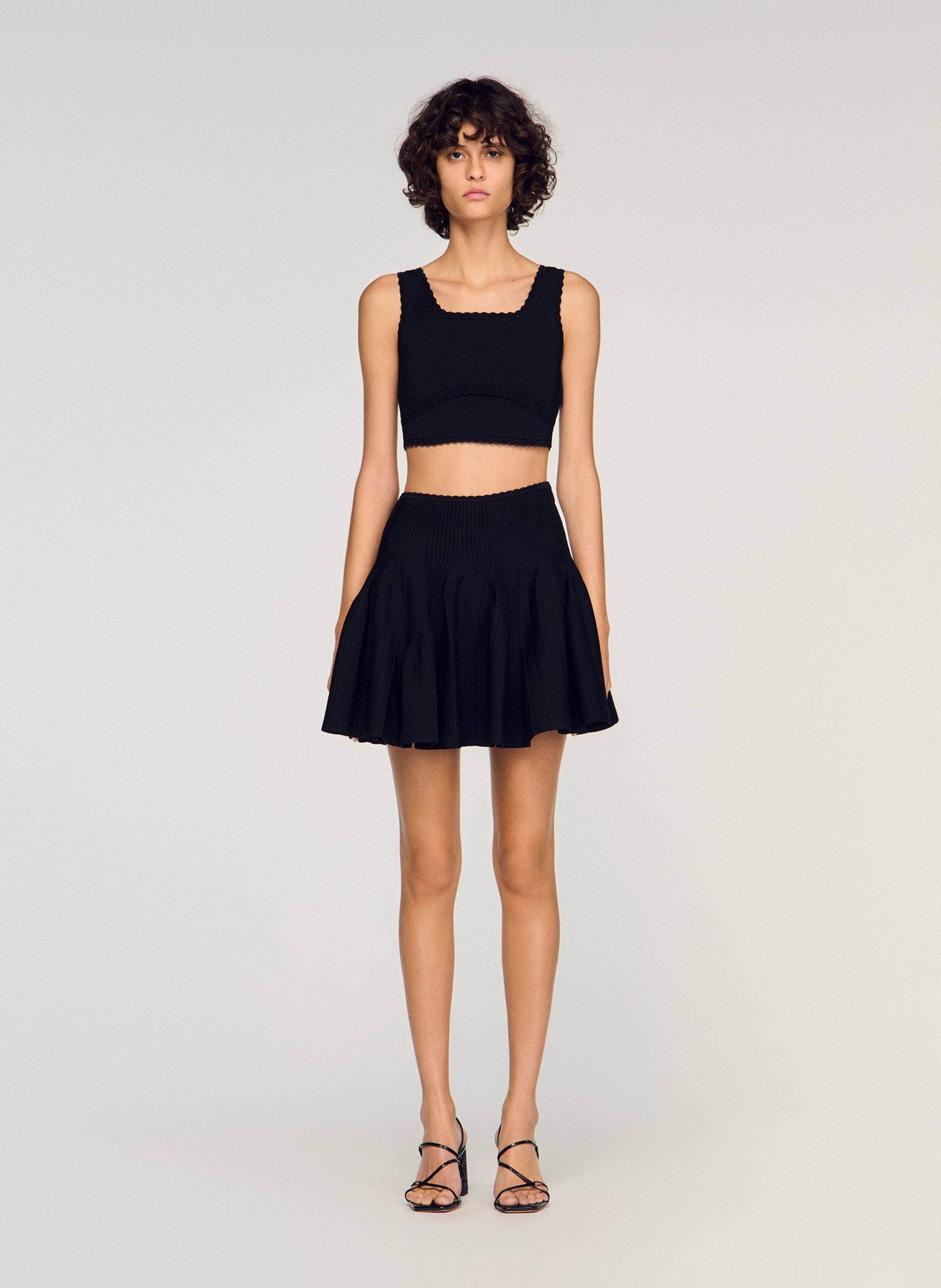 Knitted flared skirt SANDRO Black